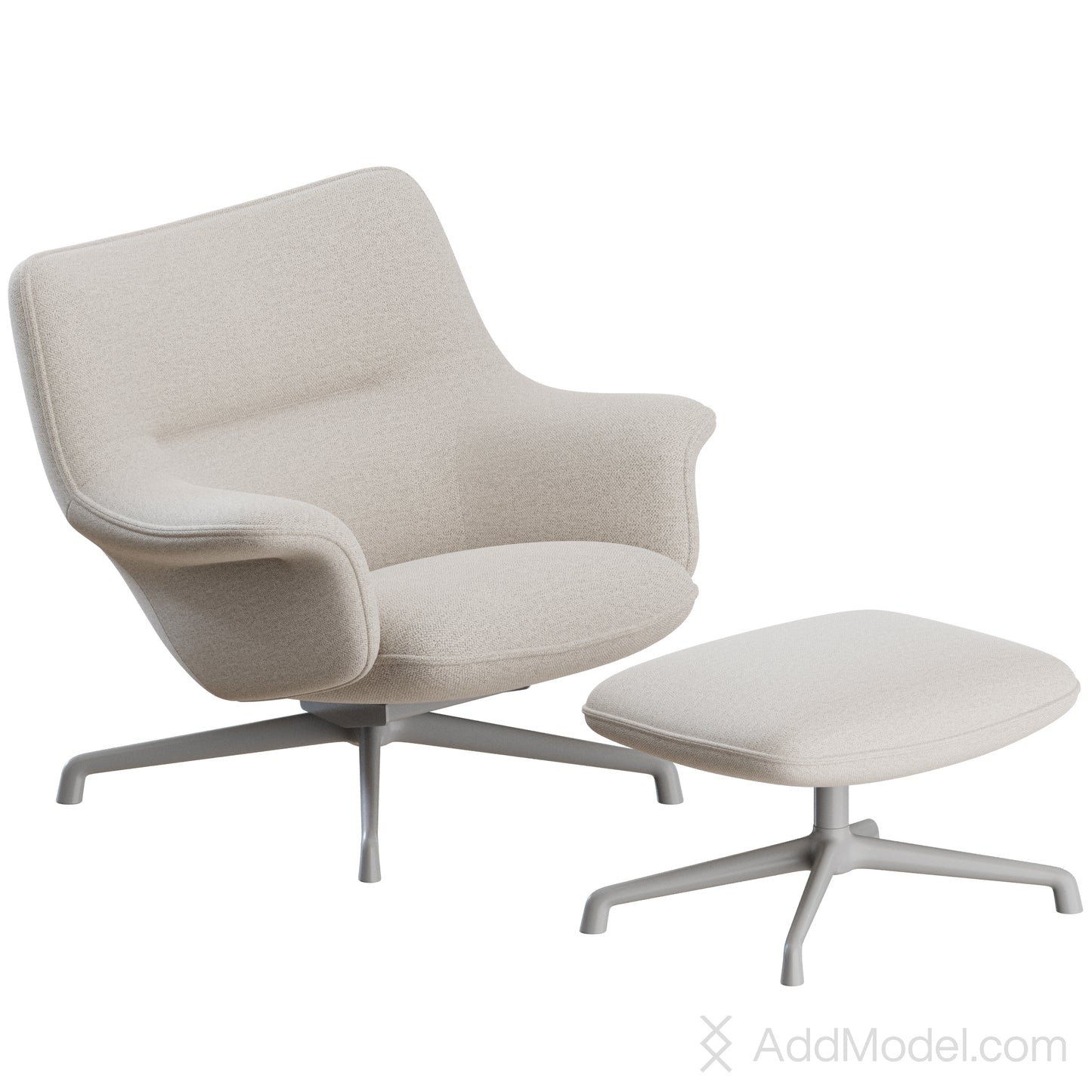 Doze Lounge Chair Low Back Swivel By Muuto 3D Model