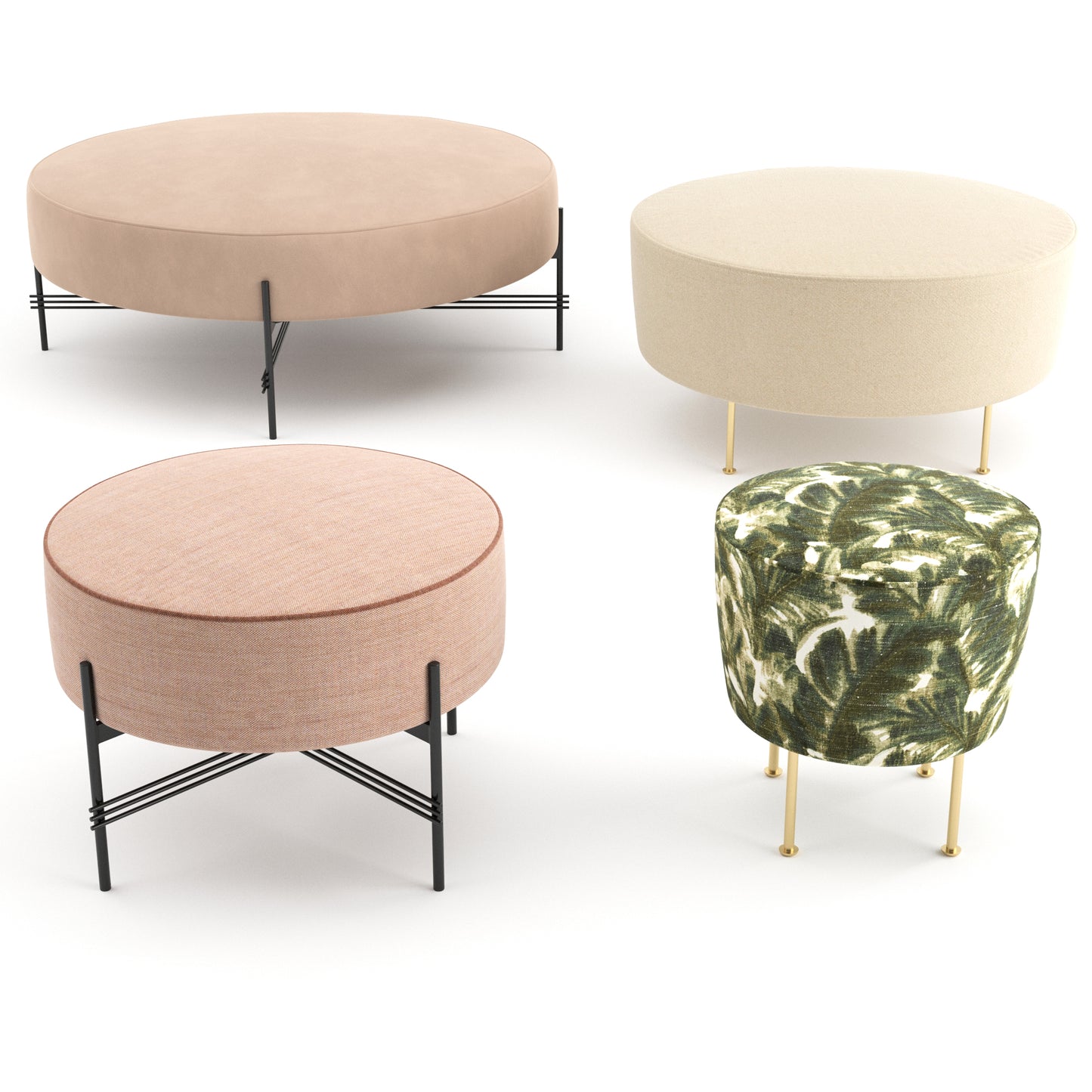 Ottomans and Poufs By Gubi 3D Model