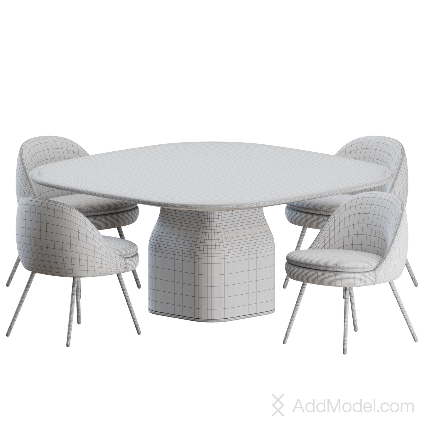 Sendai Chair Saki Table By Minotti 3D Model
