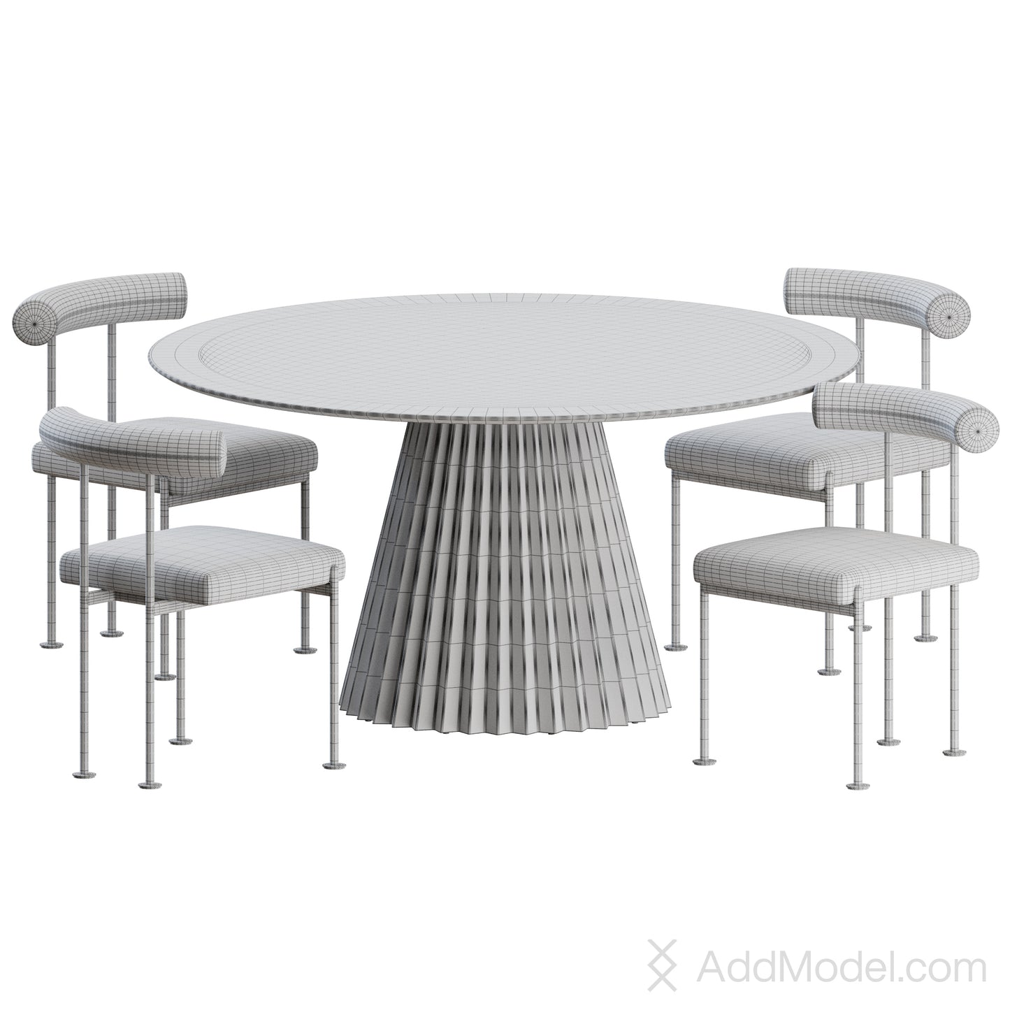 Qua-ndo Chair Plisse Table By MIDJ 3D Model