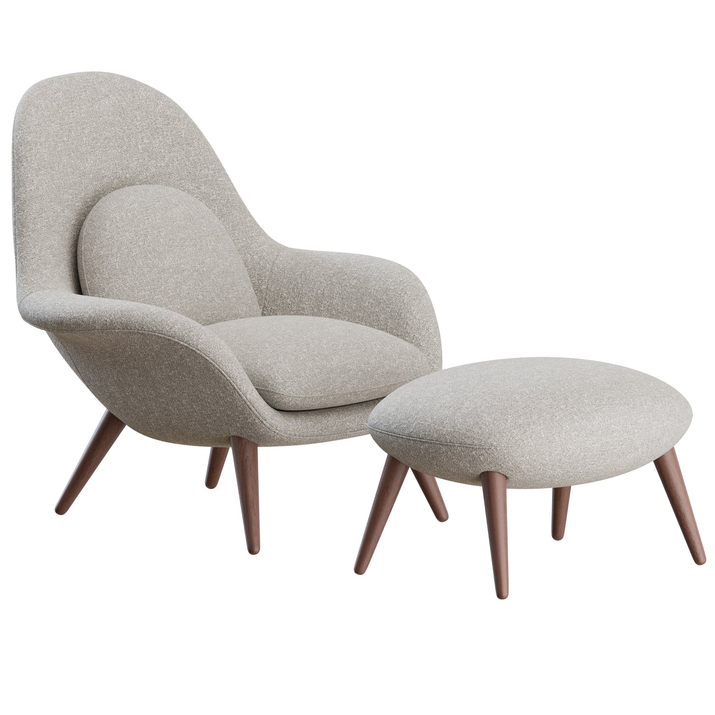 Swoon Lounge Chair + Ottoman By Fredericia 3D Model