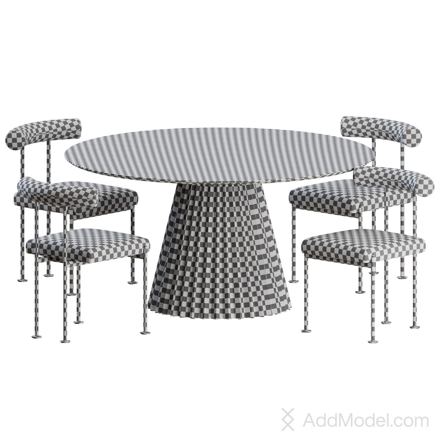 Qua-ndo Chair Plisse Table By MIDJ 3D Model
