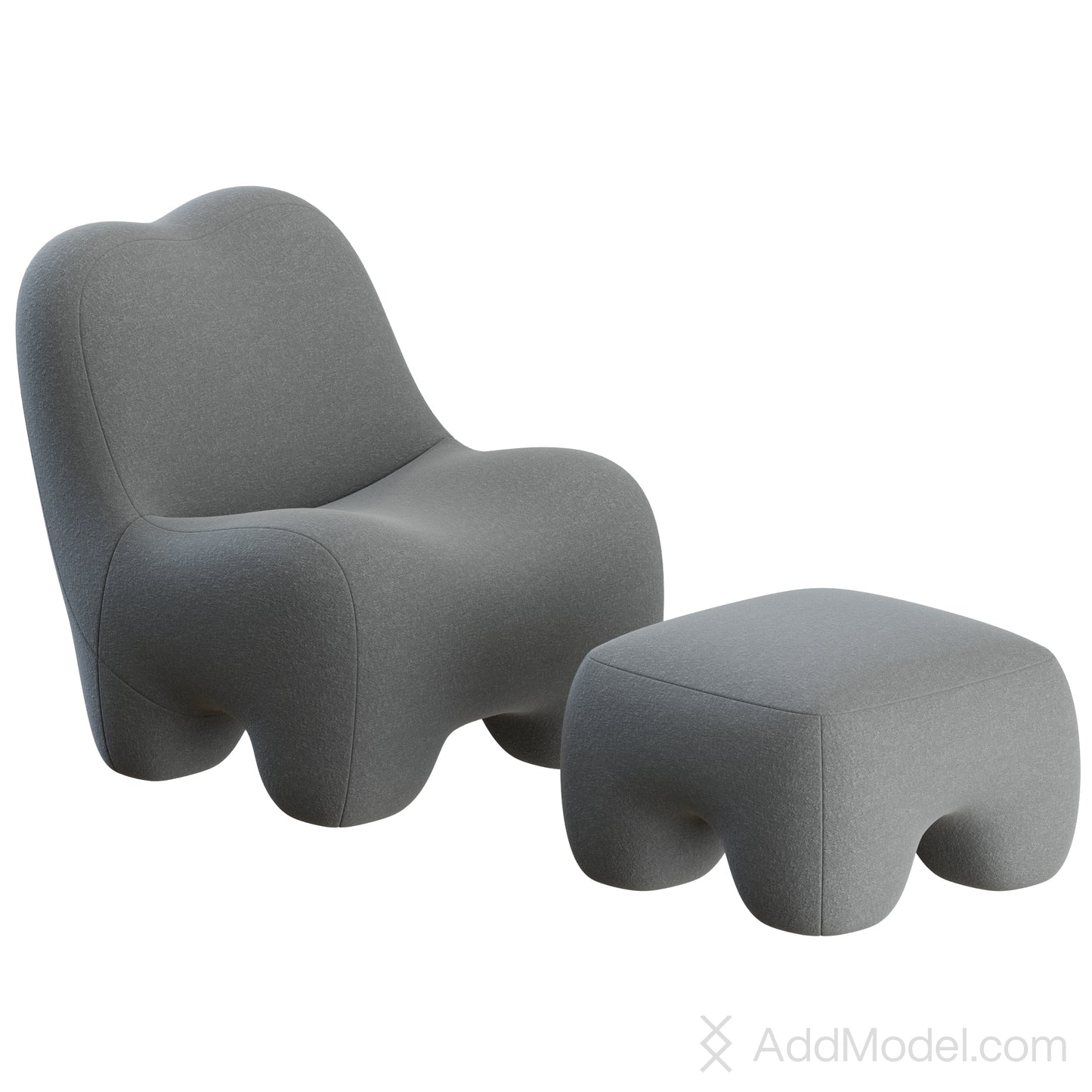 Gummy Lounge Armchair Footstool By Toogood 3D Model
