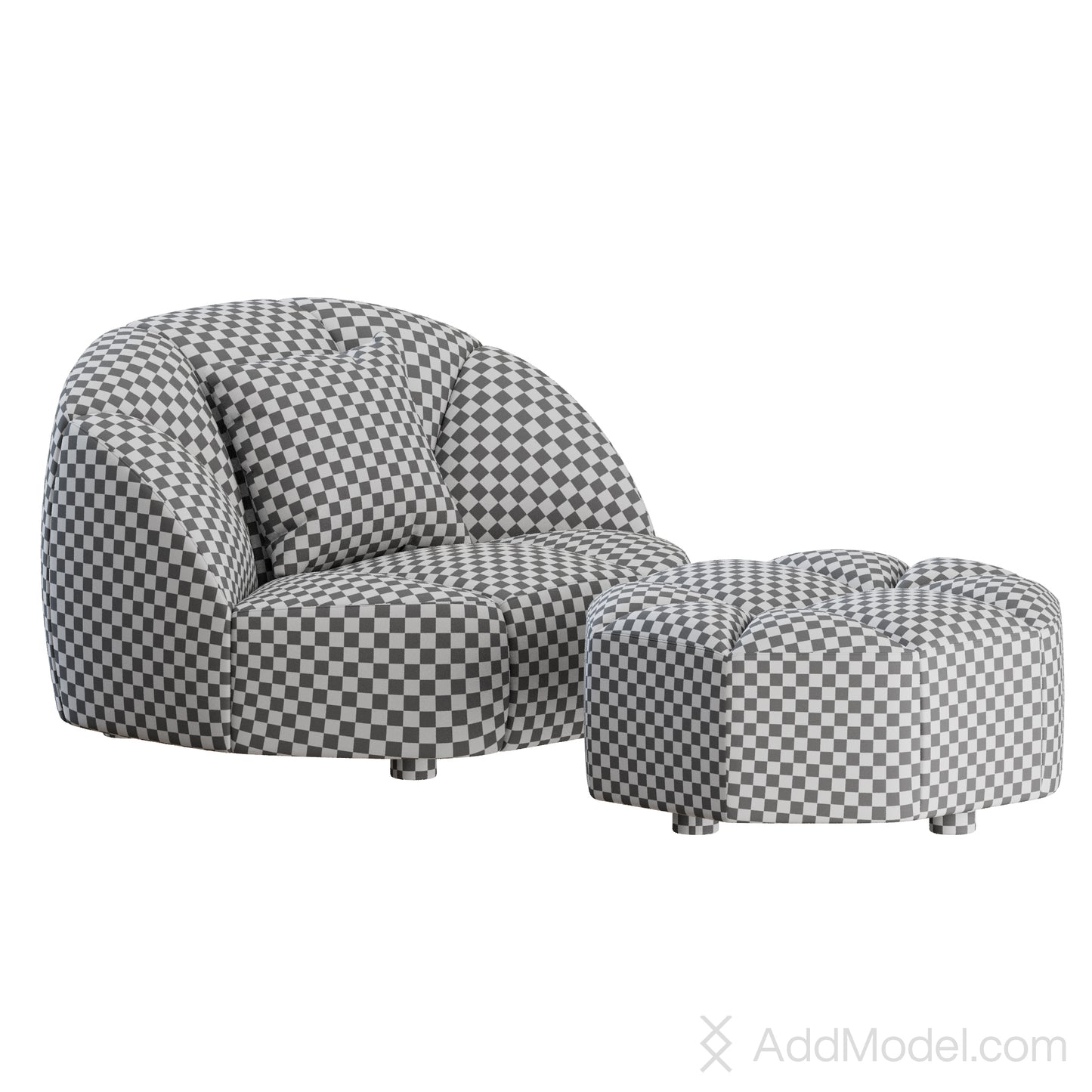 Cloud Armchair and Pouf By Gallotti Radice 3D Model
