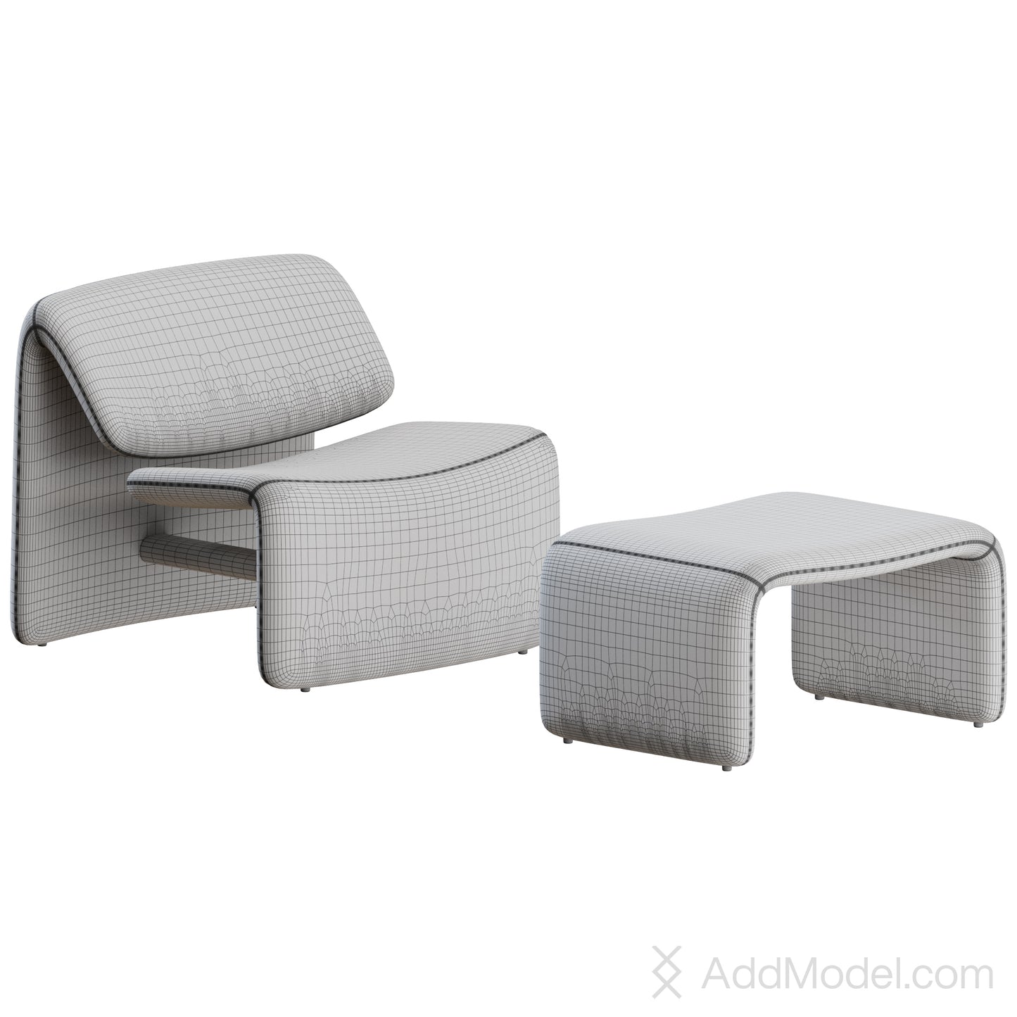 Avant Garde Armchair Footstool By Bonaldo 3D Model