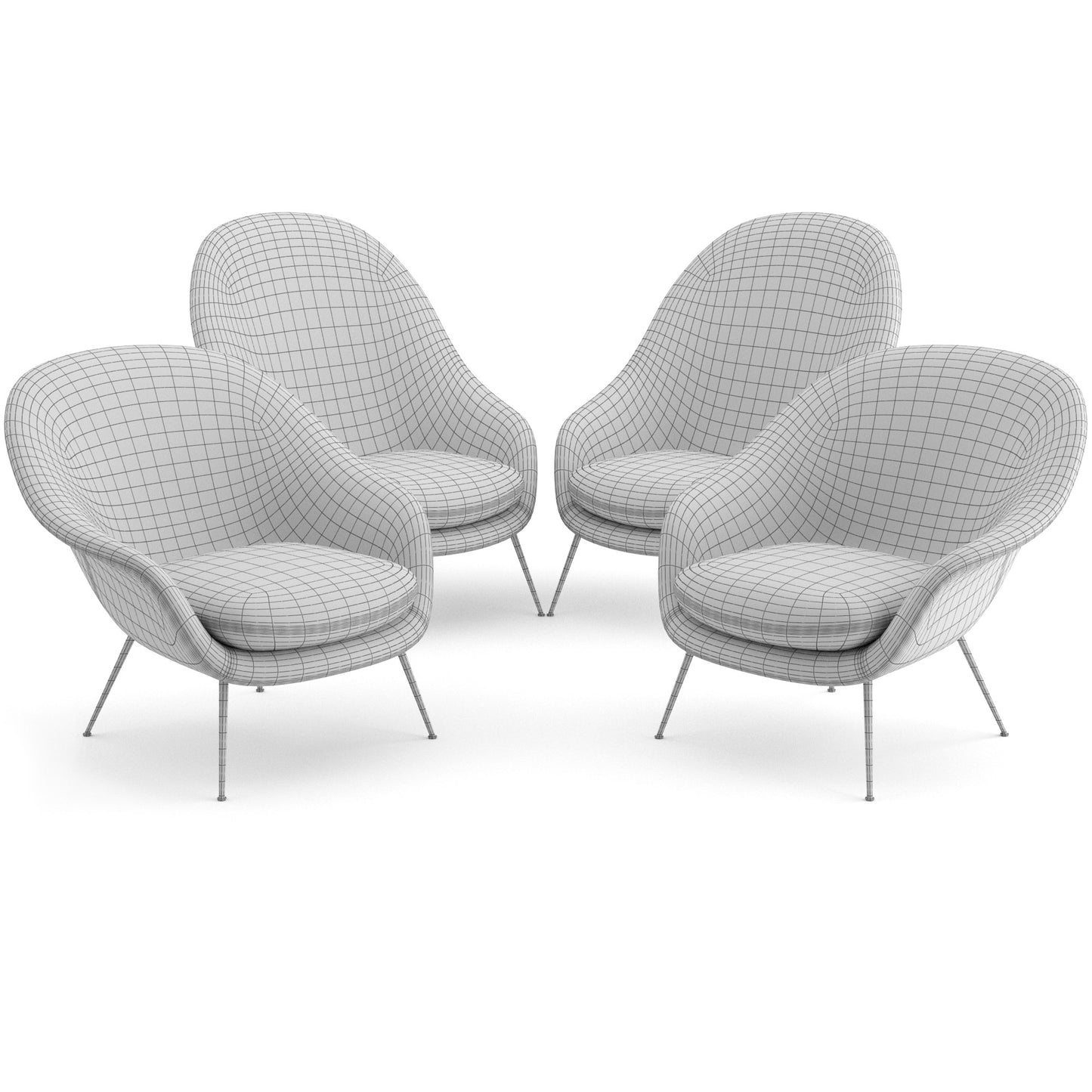 Bat Lounge Chair Conic Base By Gubi 3D Model