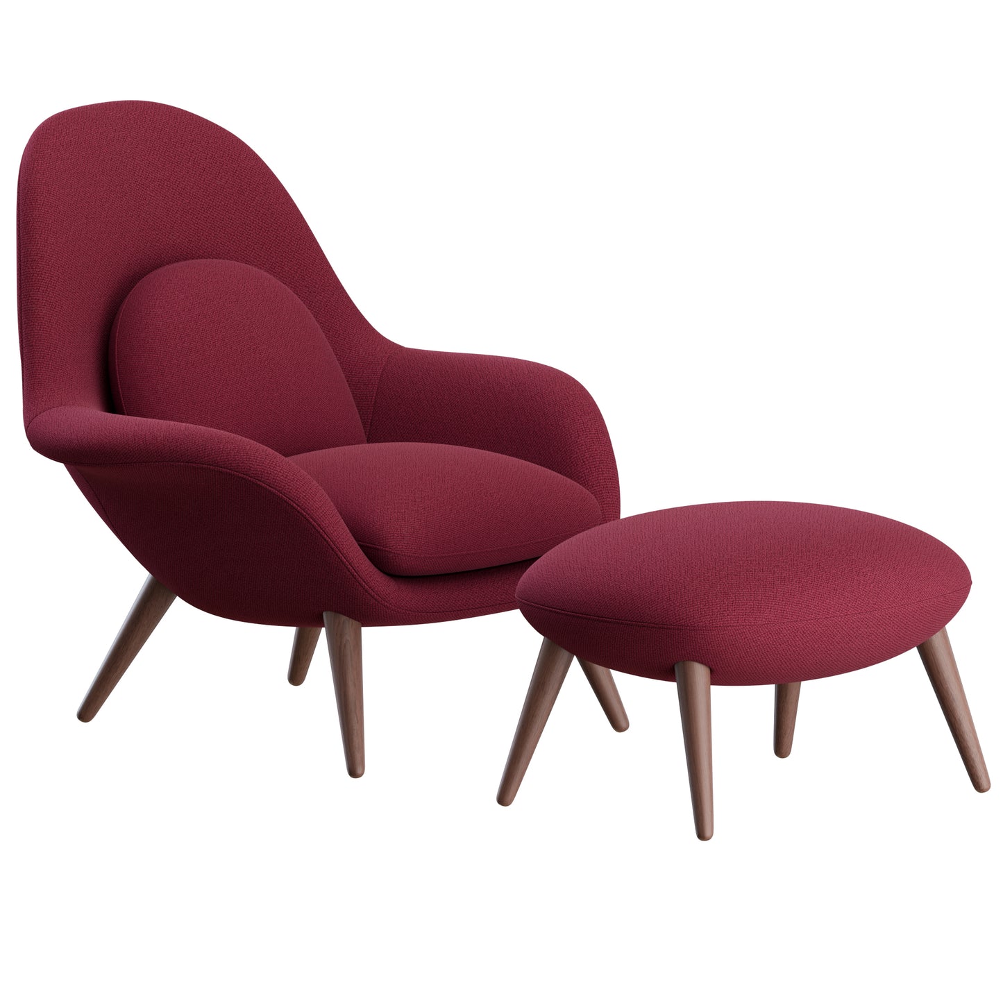 Swoon Lounge Chair + Ottoman By Fredericia 3D Model