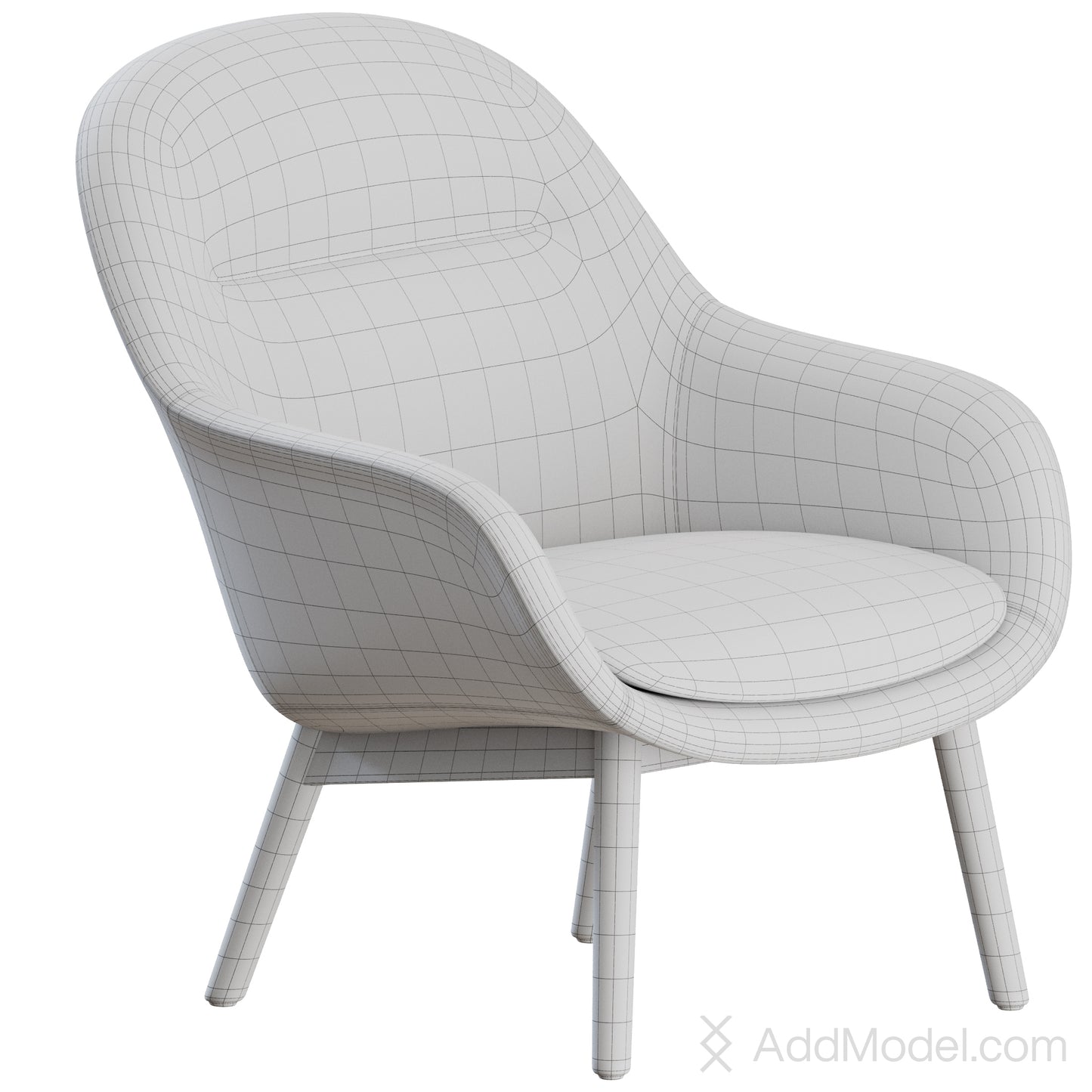 Fiber Lounge Armchair Wood By Muuto 3D Model