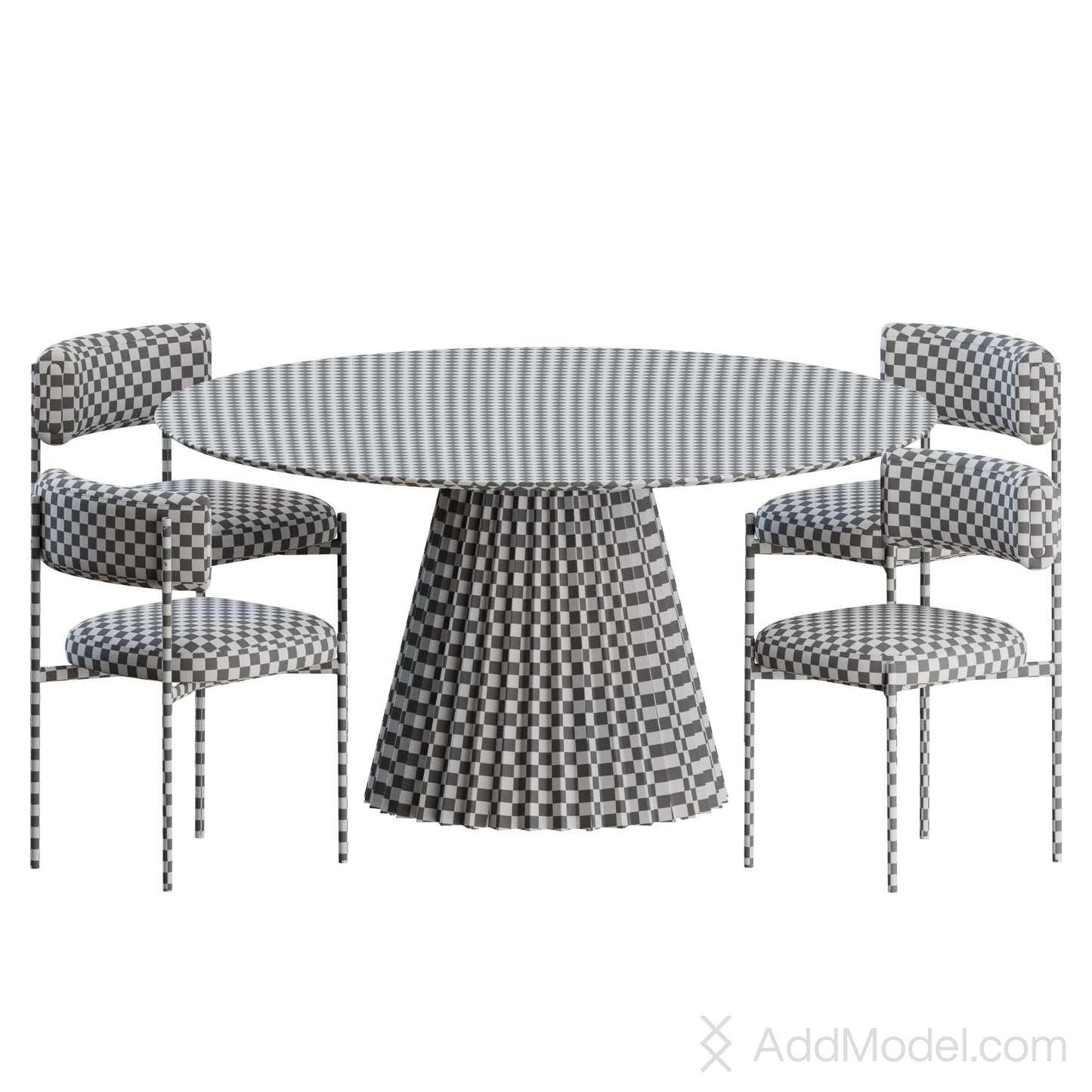 Amelie Chair Plisse Table By MIDJ 3D Model