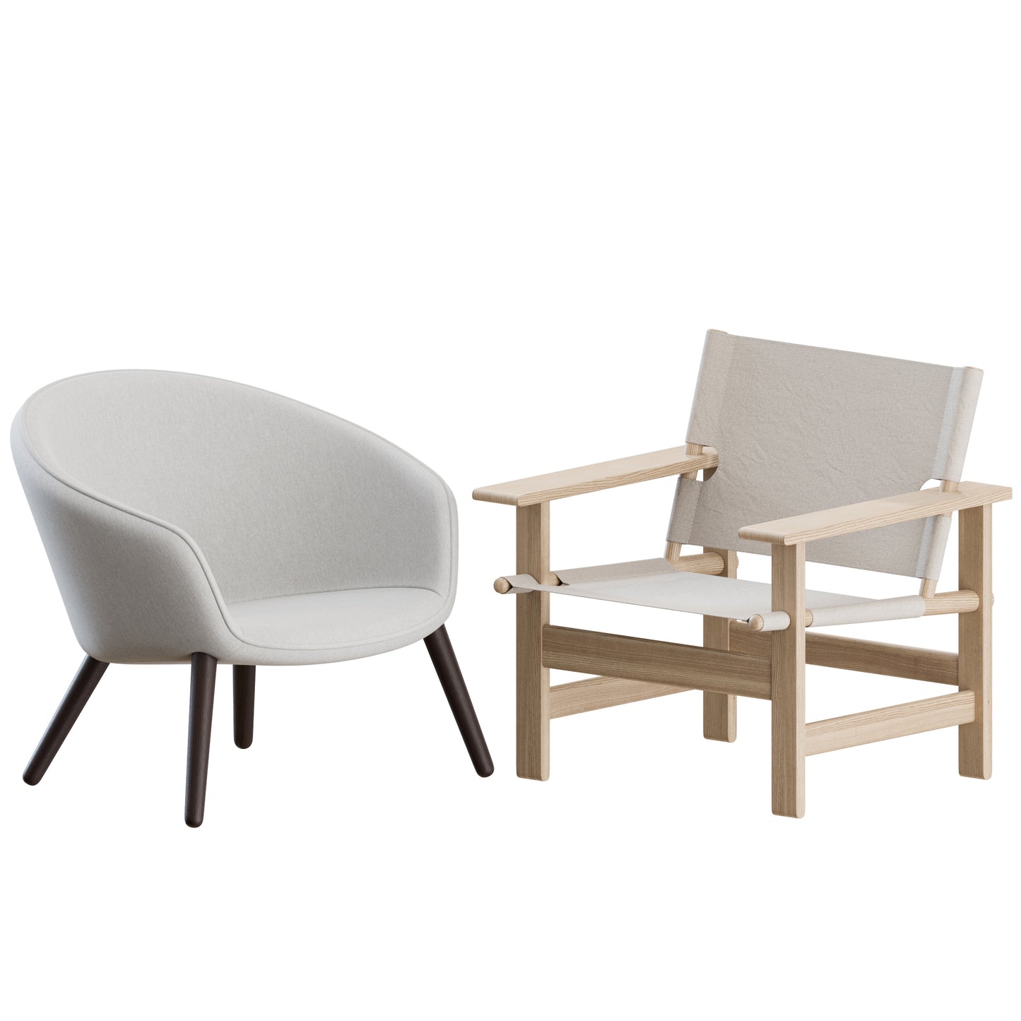 Canvas + Ditzel Lounge Chairs By Fredericia 3D Model