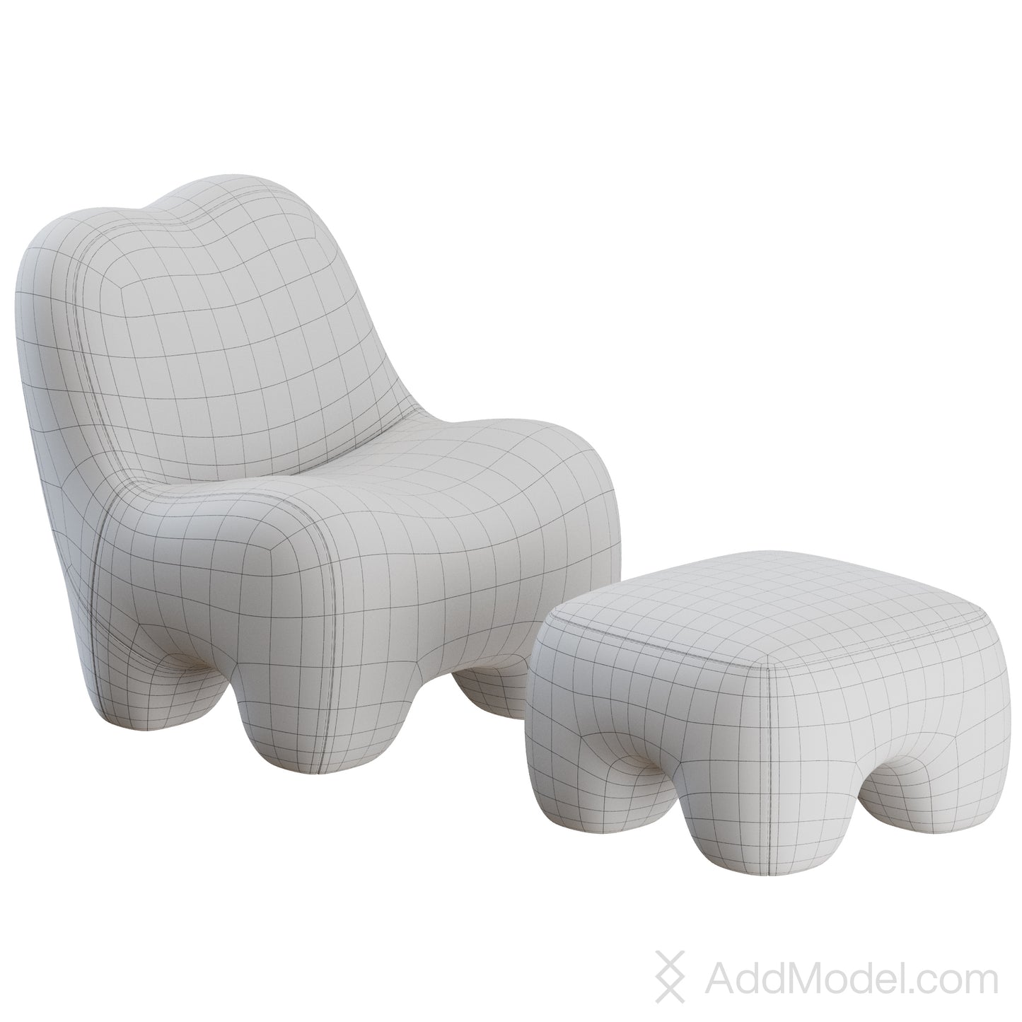 Gummy Lounge Armchair Footstool By Toogood 3D Model