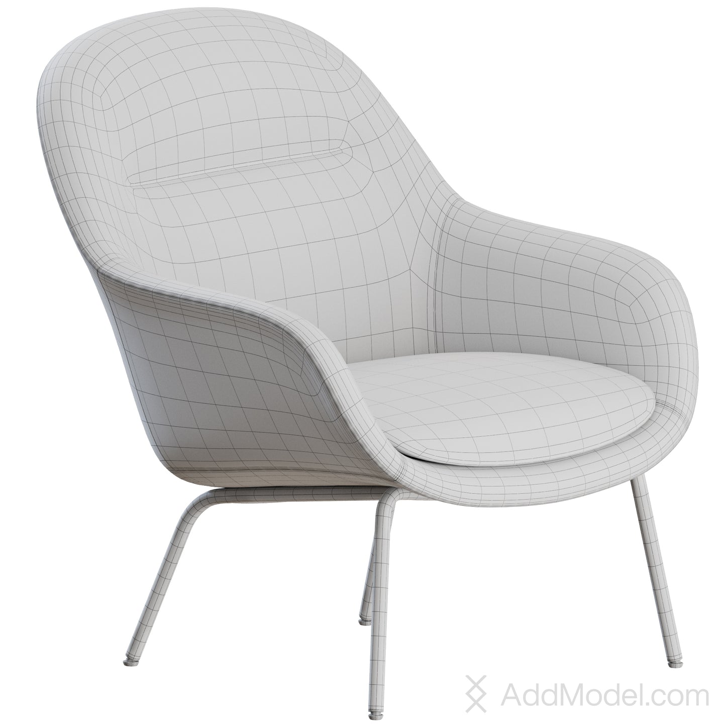 Fiber Lounge Armchair Metal By Muuto 3D Model