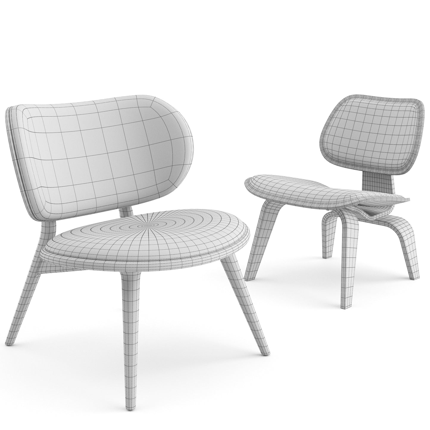 Scandinavian Lounge Chairs By Mater and Vitra 3D Model