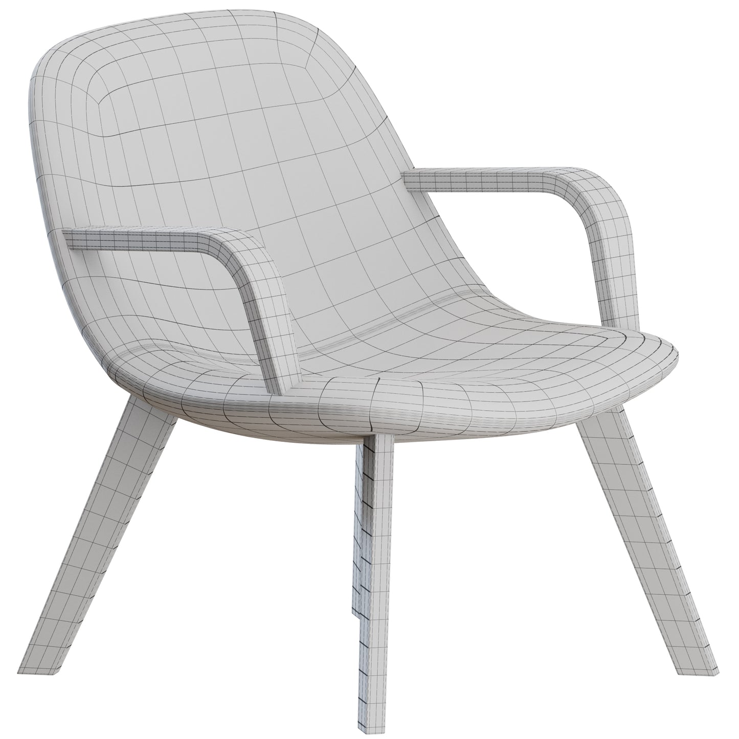 Eyes Lounge Wood Base Armchair By Fredericia 3D Model