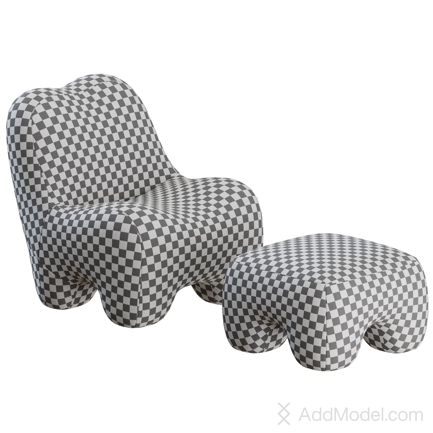 Gummy Lounge Armchair Footstool By Toogood 3D Model