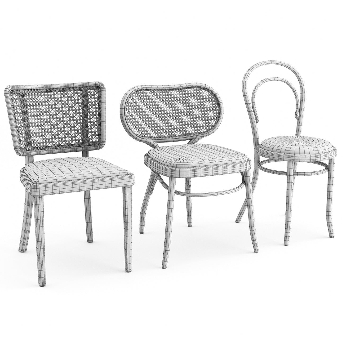 3 Chairs By Gebrueder Thonet Vienna 3D Model