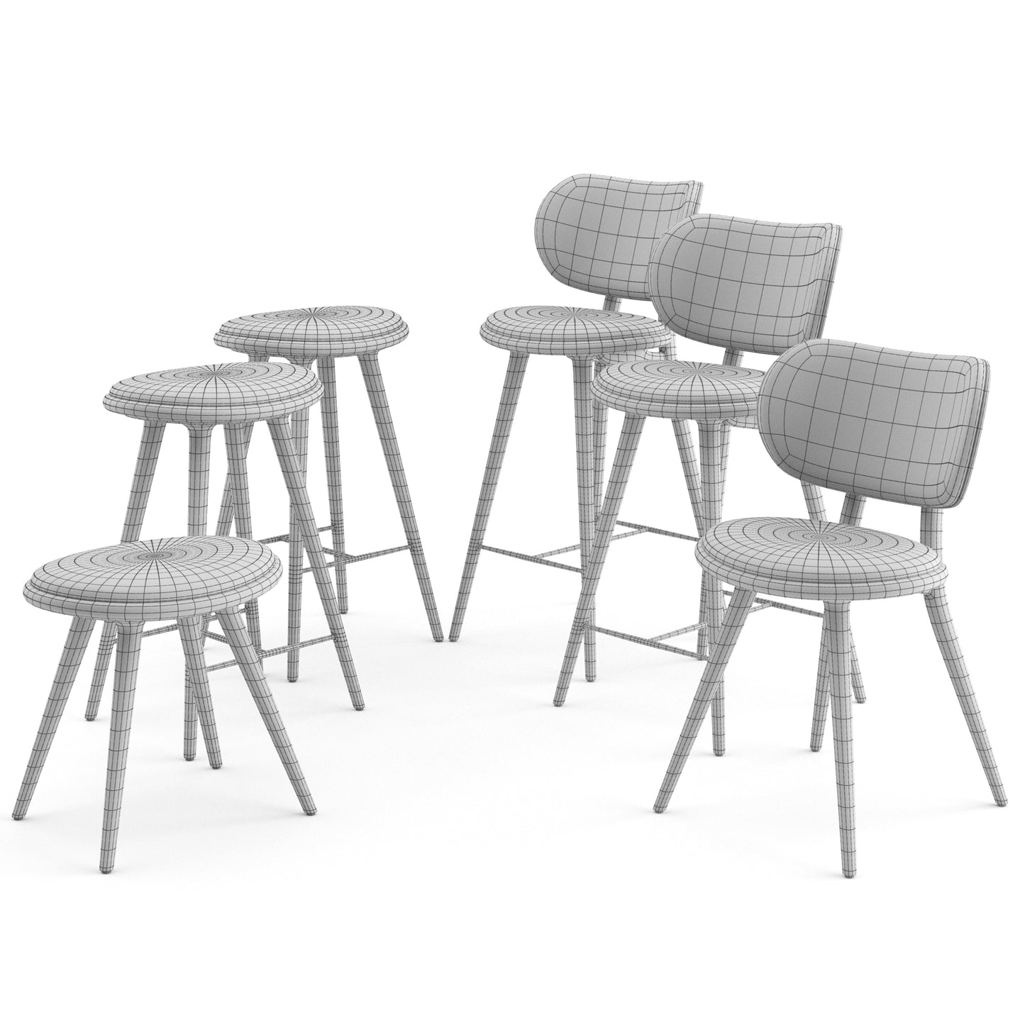 Chairs and Stools Collection By Mater 3D Model