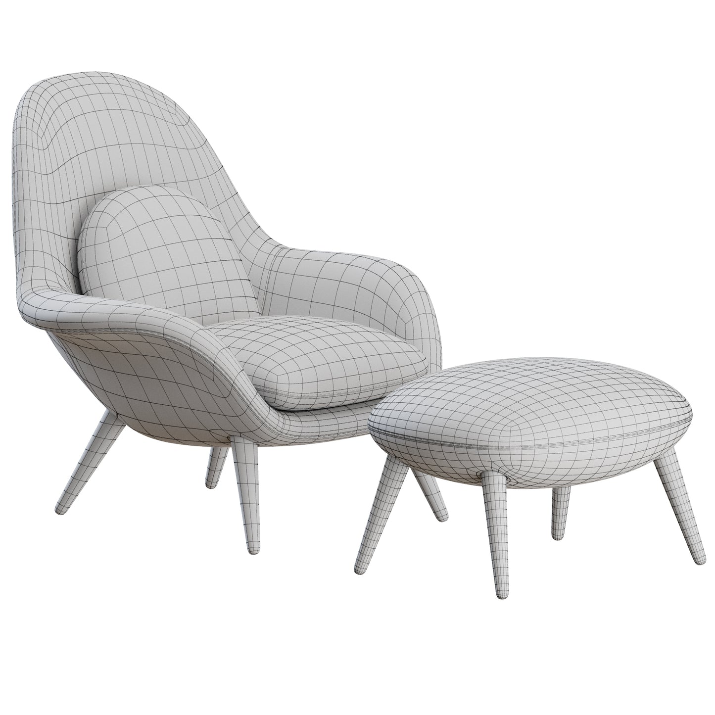 Swoon Lounge Chair + Ottoman By Fredericia 3D Model