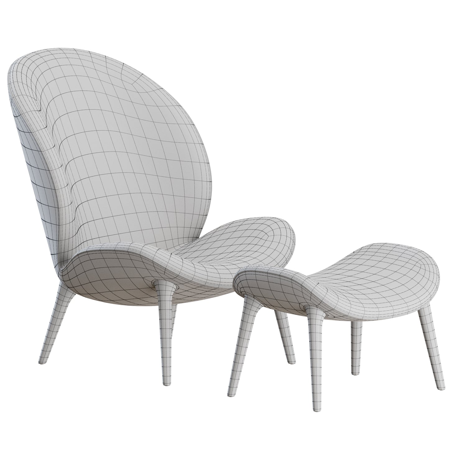 Lodge Lounge Chair + Footstool By Vipp 3D Model