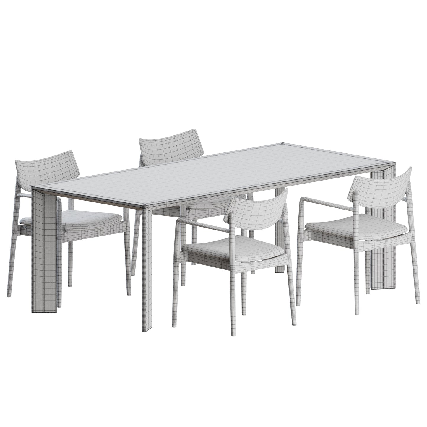A-DC02 Chair A-DT02 Table by Karimoku Case 3D Model