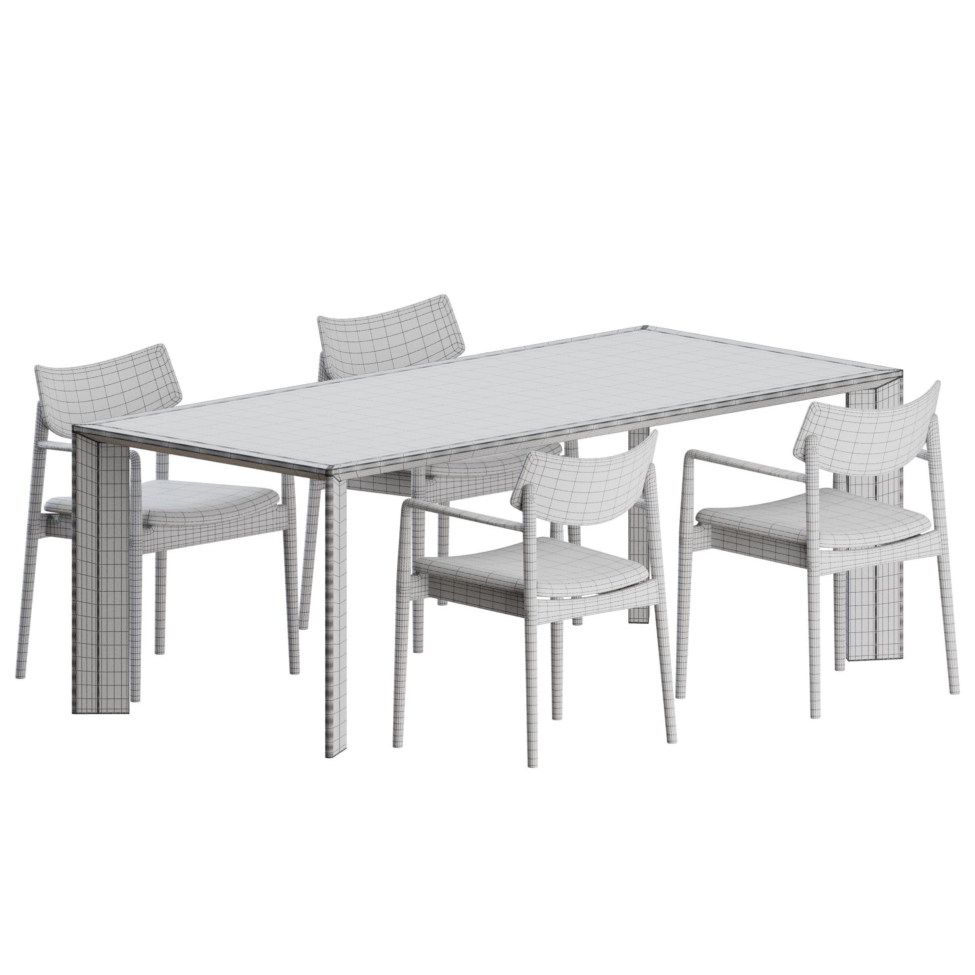 A-DC02 Chair A-DT02 Table by Karimoku Case 3D Model