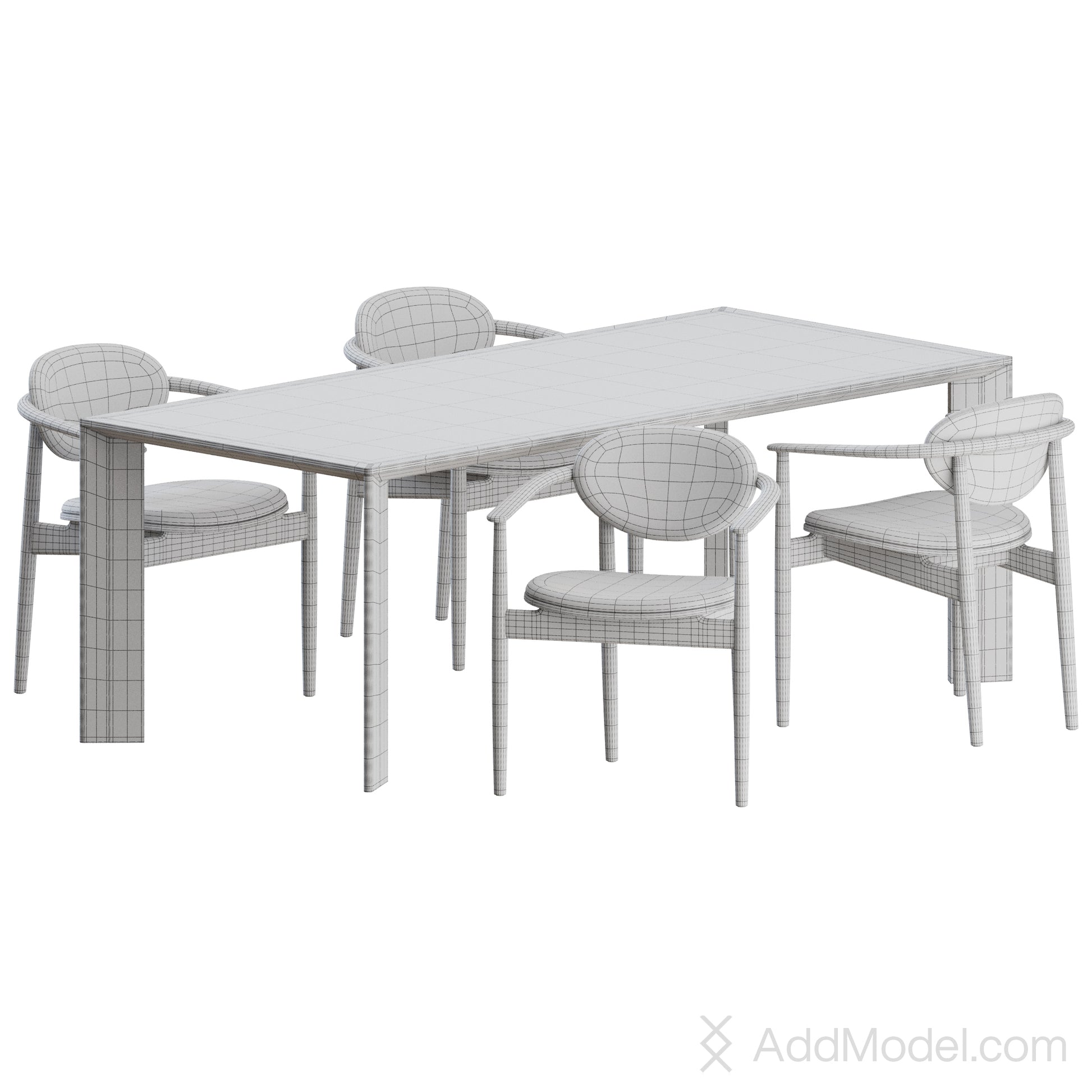 A-DC04 Chair A-DT02 Table By Karimoku Case 3D model on Add Model