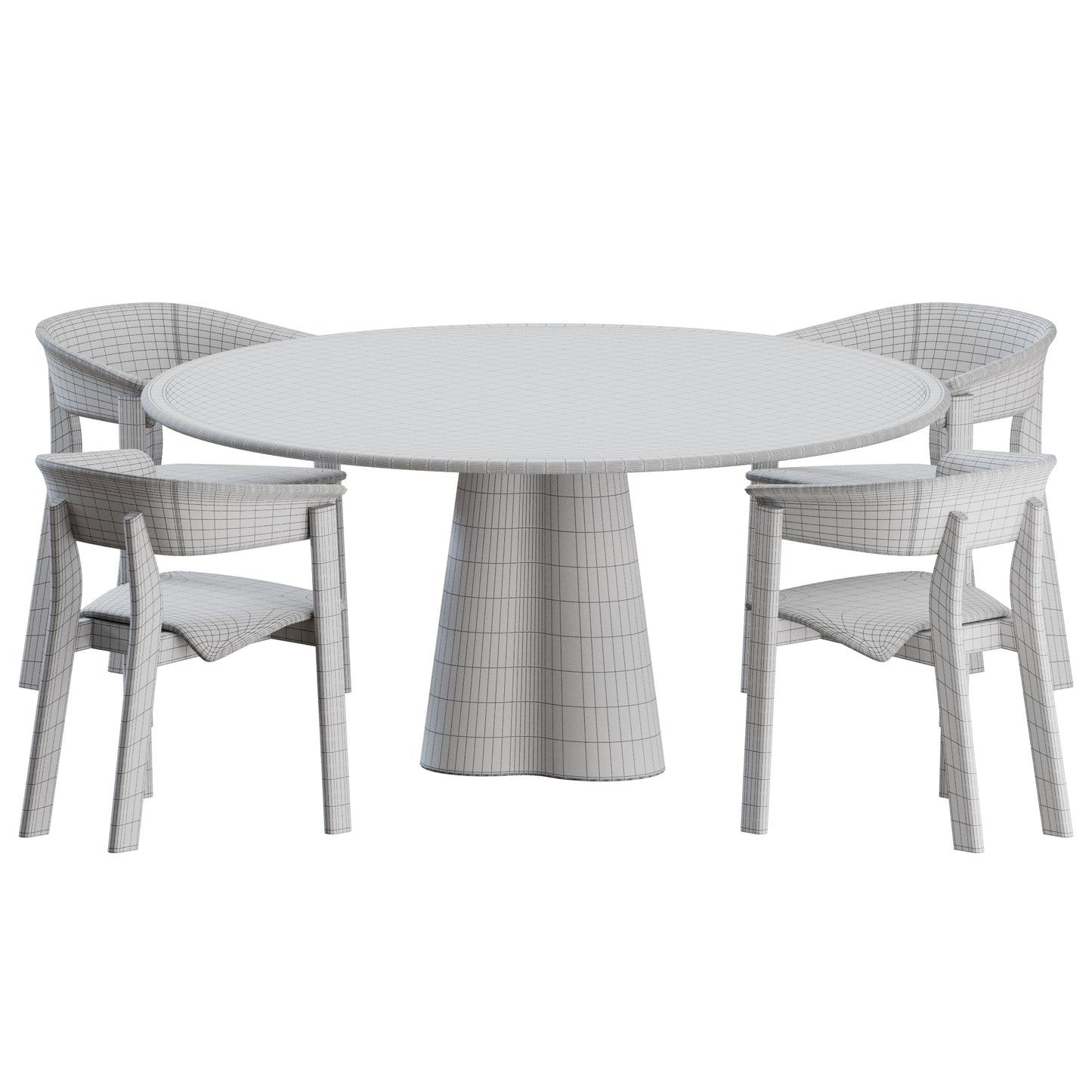 Back Wing Chair Treflo Table by Cassina 3D Model