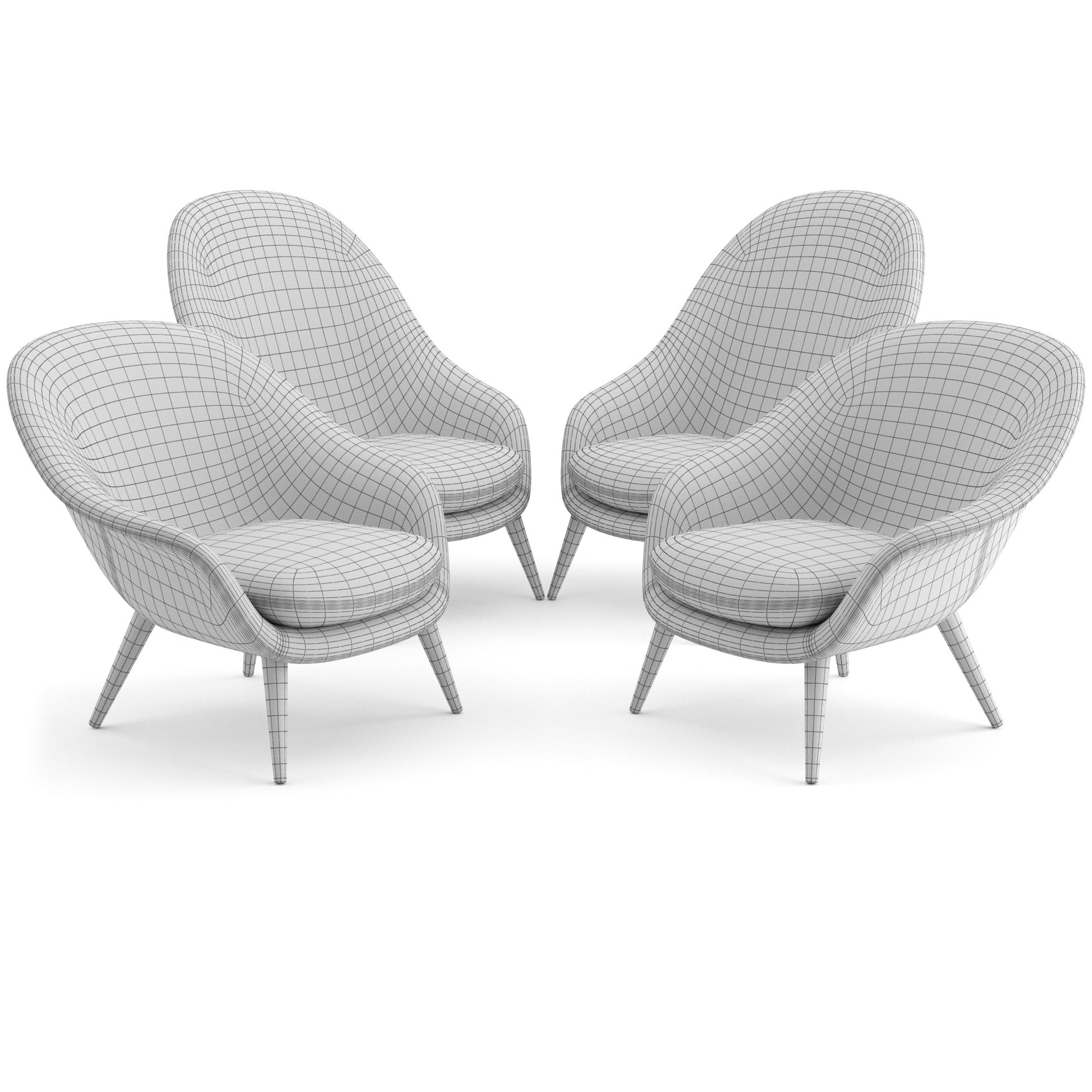 Bat Lounge Chair Wooden Base By Gubi 3D model on Add Model