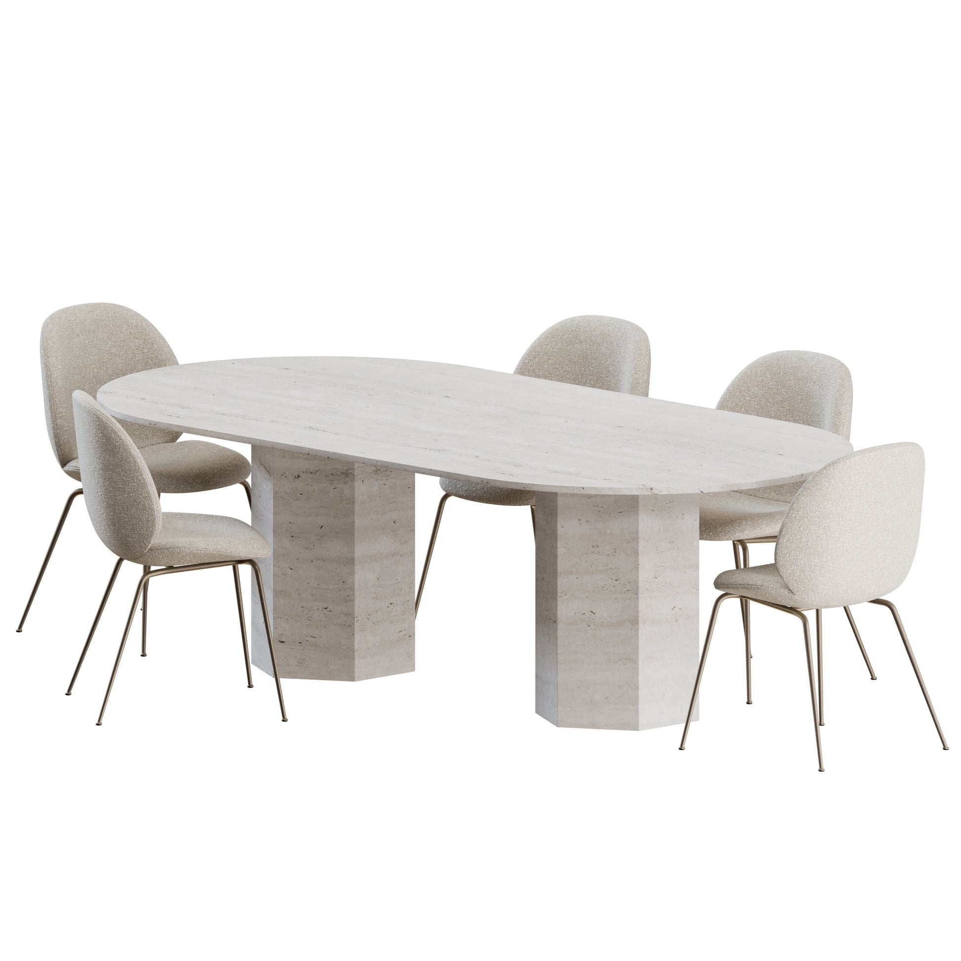 Beetle Chair + Epic Dining Table Elliptical By Gubi 3D model on Add Model
