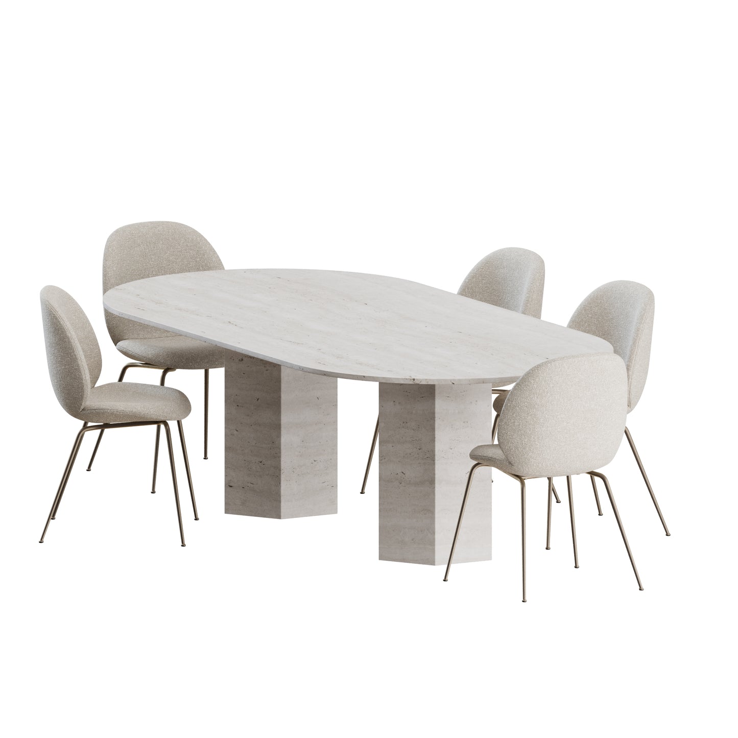Beetle Chair + Epic Dining Table Elliptical By Gubi 3D model on Add Model