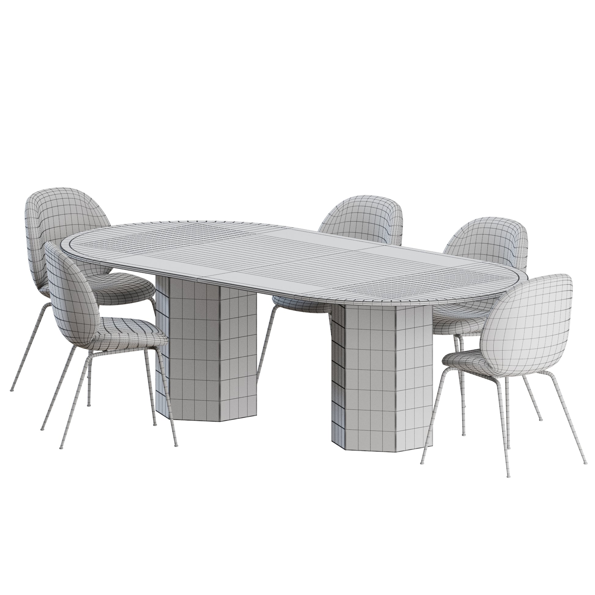 Beetle Chair + Epic Dining Table Elliptical By Gubi 3D model on Add Model