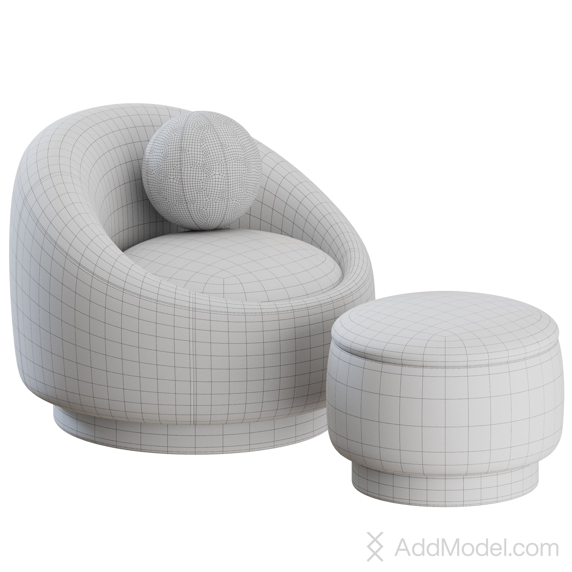 Berlin Armchair & Ottoman By Pierre Frey 3D model on Add Model