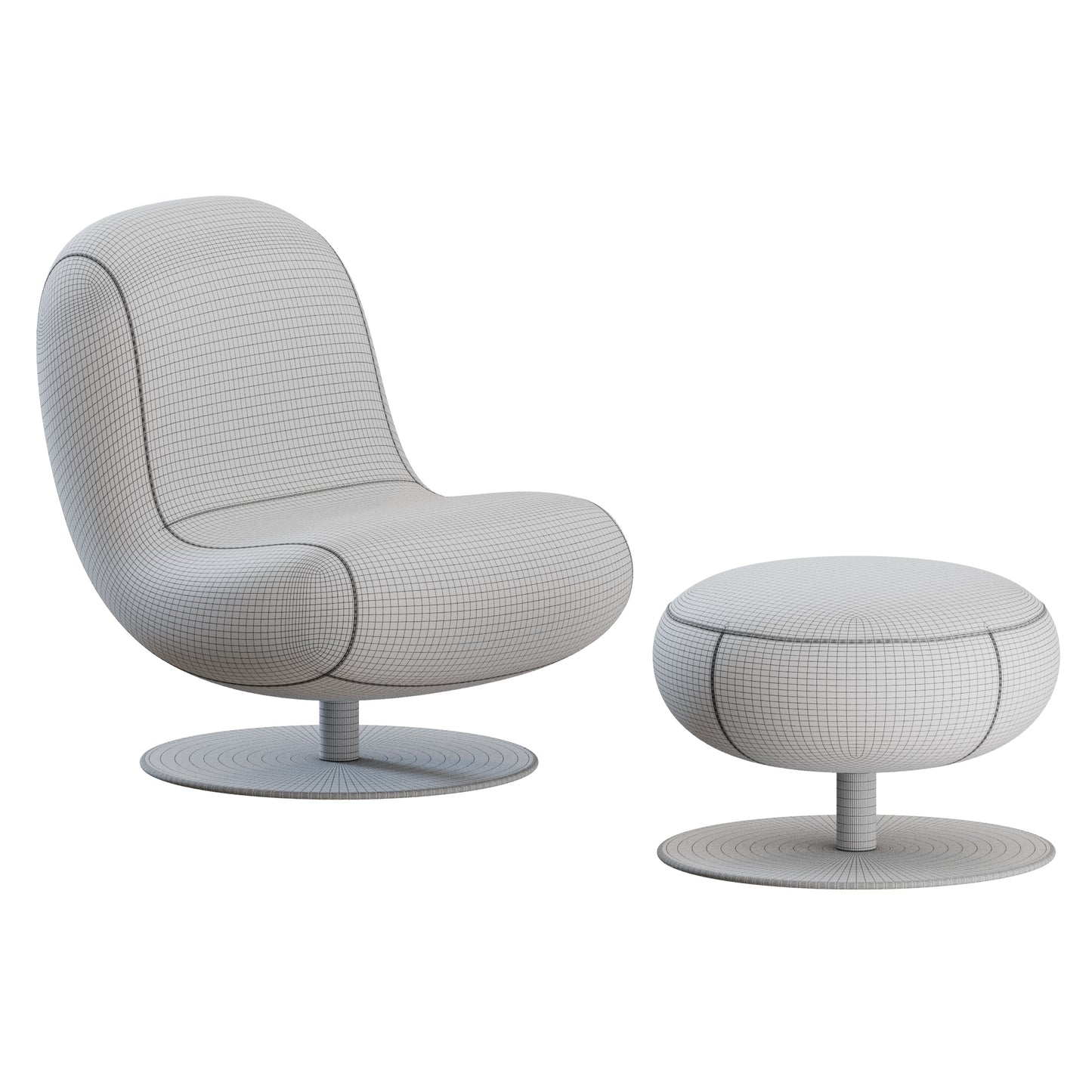 Bosco Armchair and Pouf by Molteni 3D Model