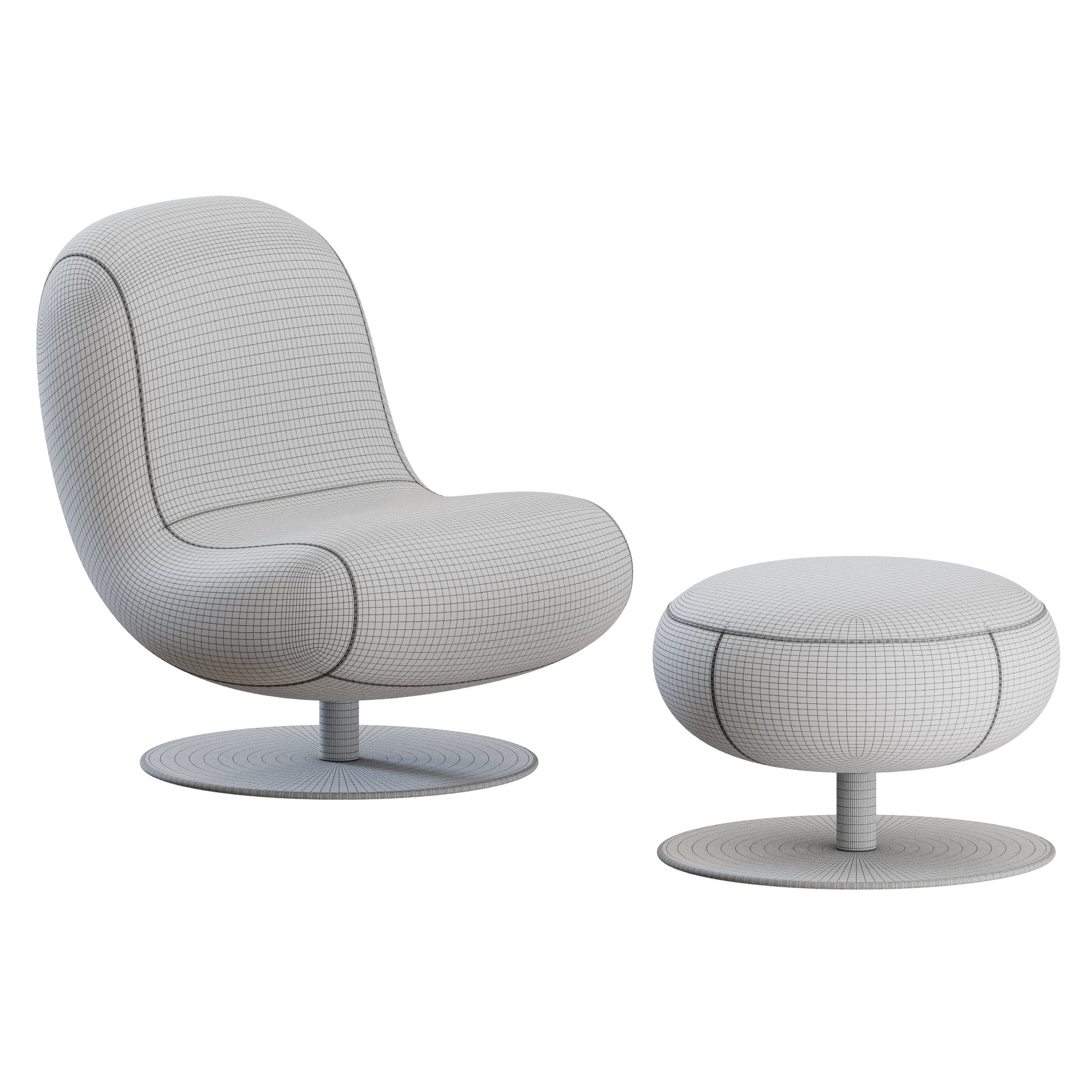 Bosco Armchair and Pouf by Molteni 3D Model