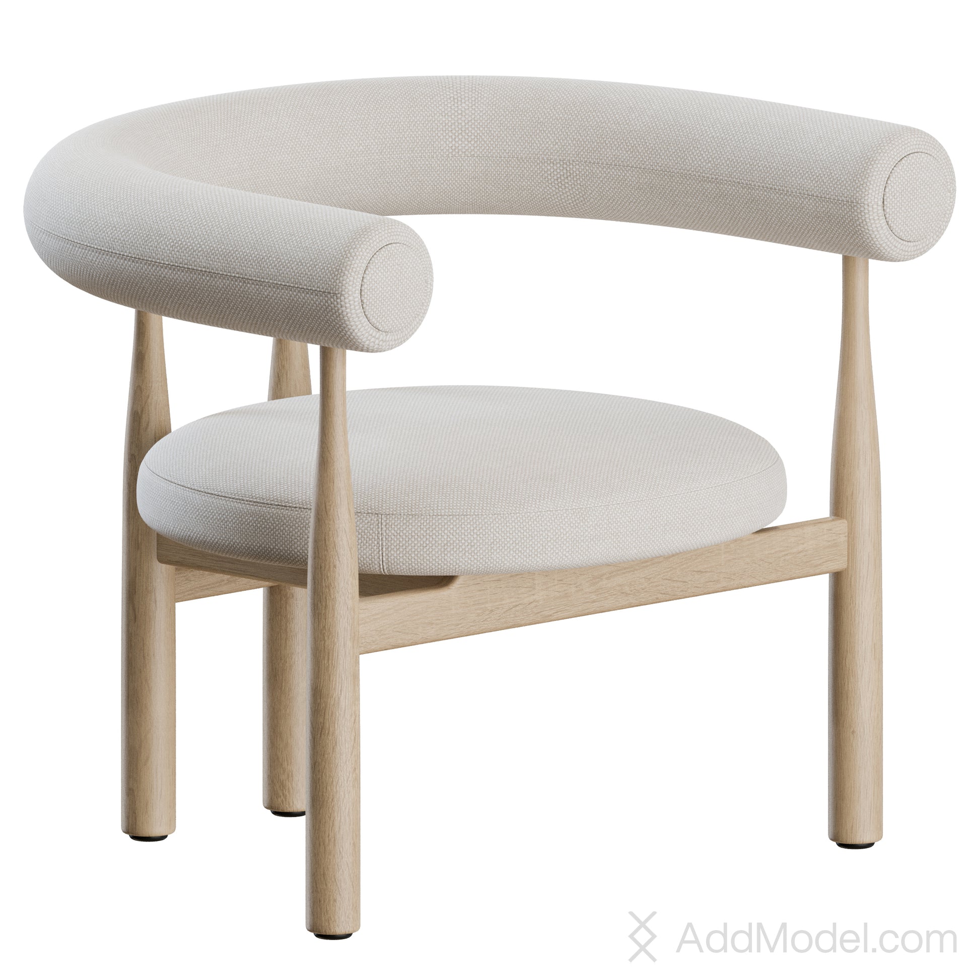Bukowski Armchair Fully Upholstered By Newworks 3D Model