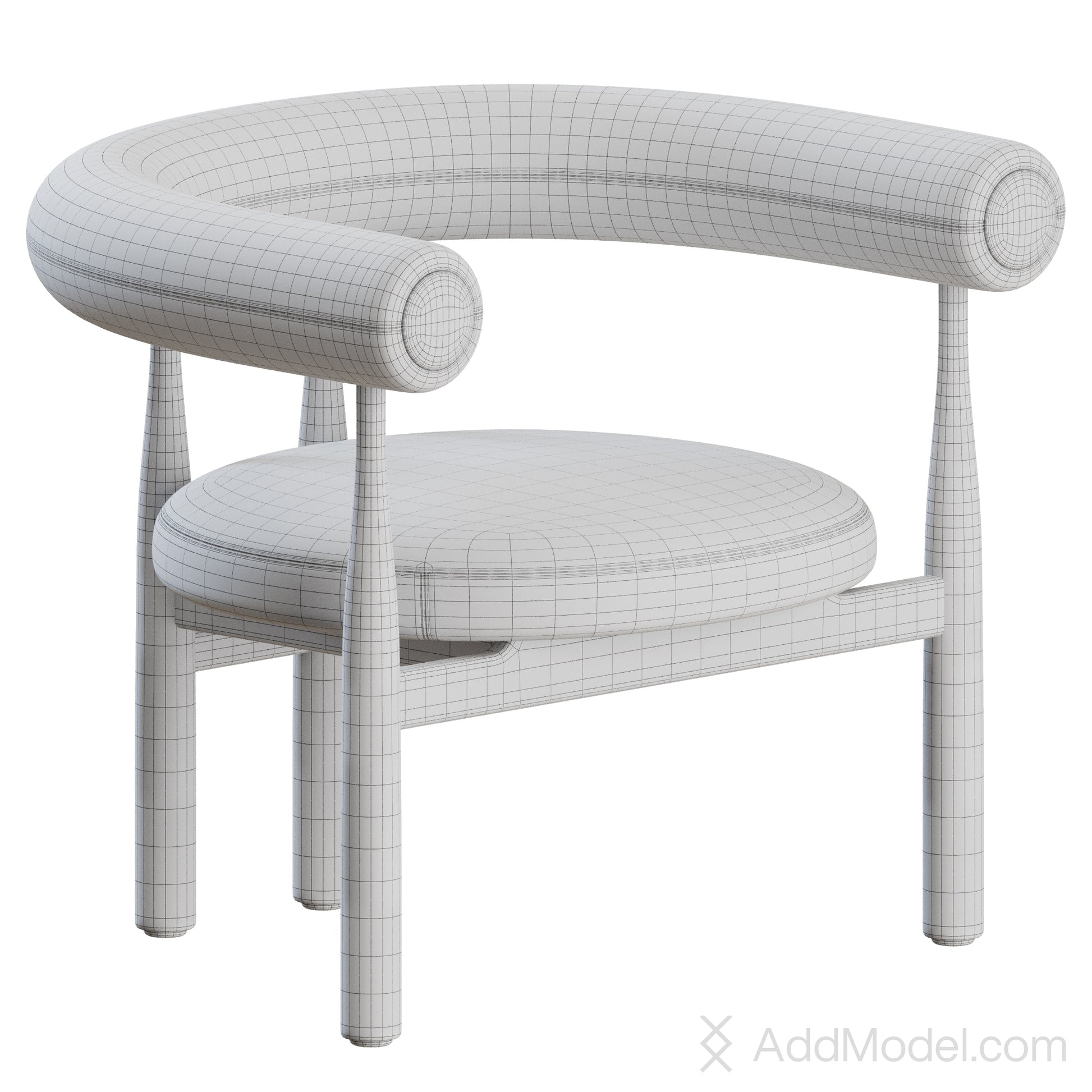 Bukowski Armchair Fully Upholstered By Newworks 3D Model