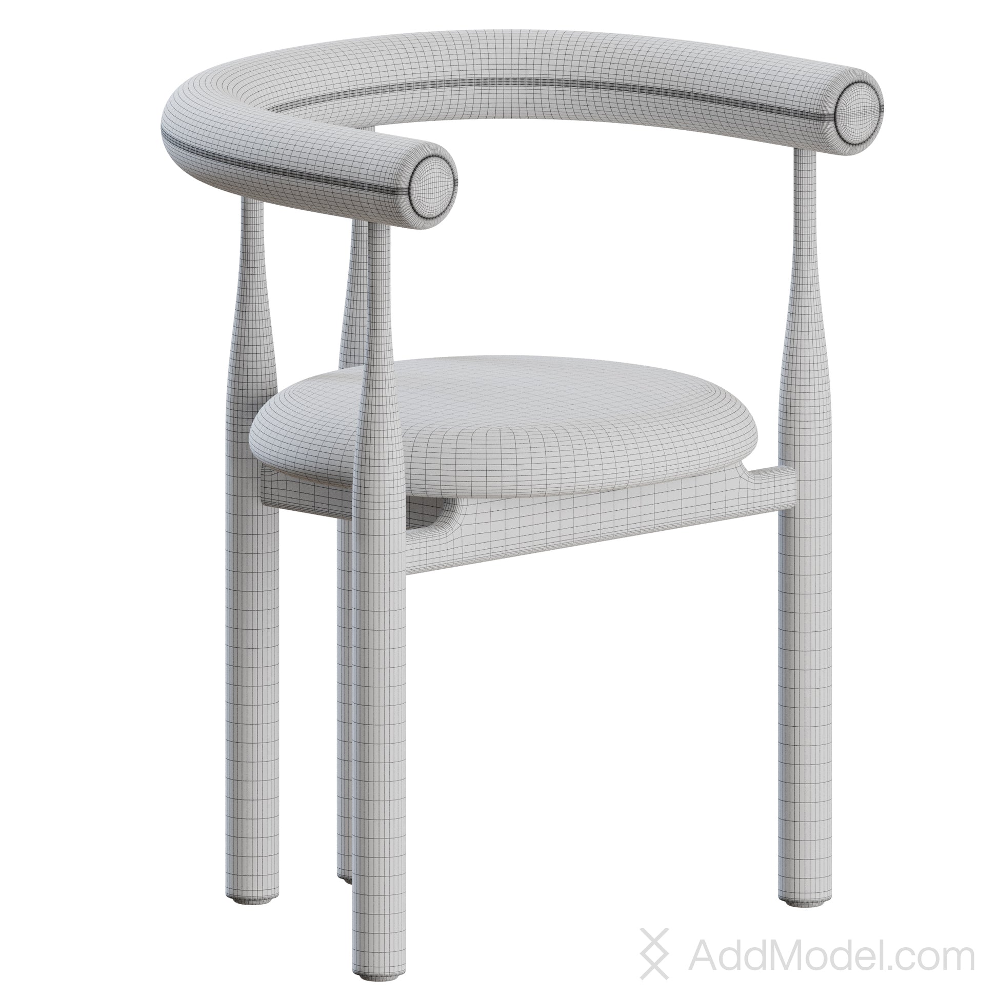 Bukowski Chair Fully Upholstered By Newworks 3D Model