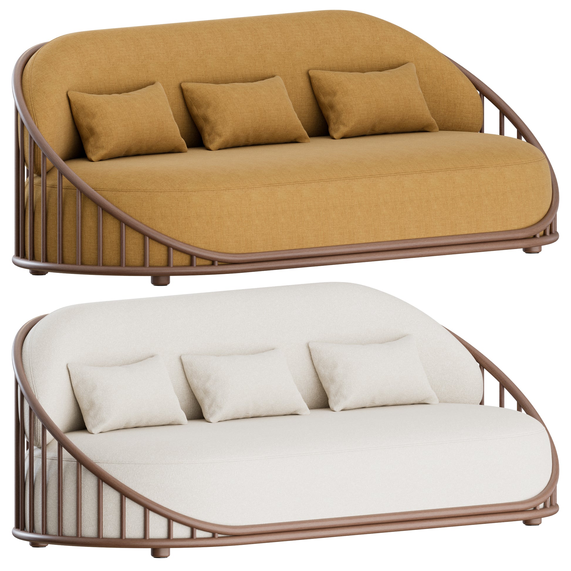 Cask 3 Seater Sofa By Expormim 3D Model
