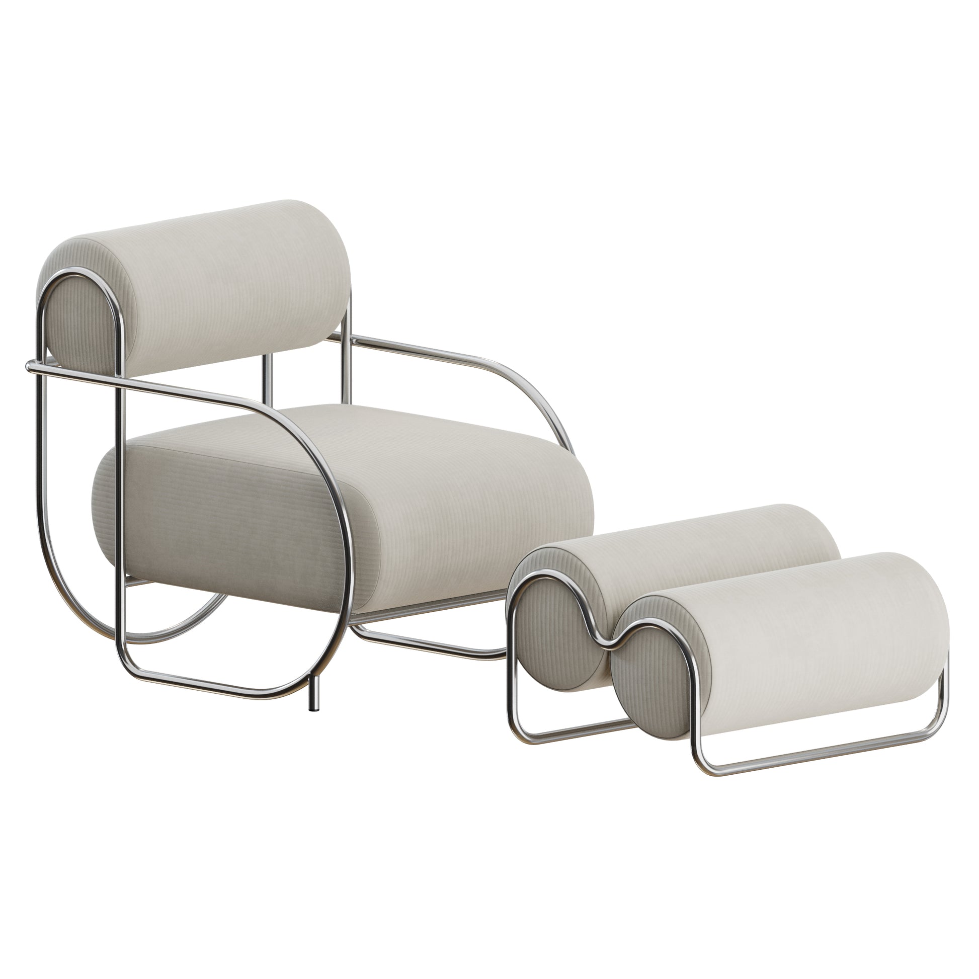 Chromeo Armchair Ottoman by Ellison Studios 3D Model
