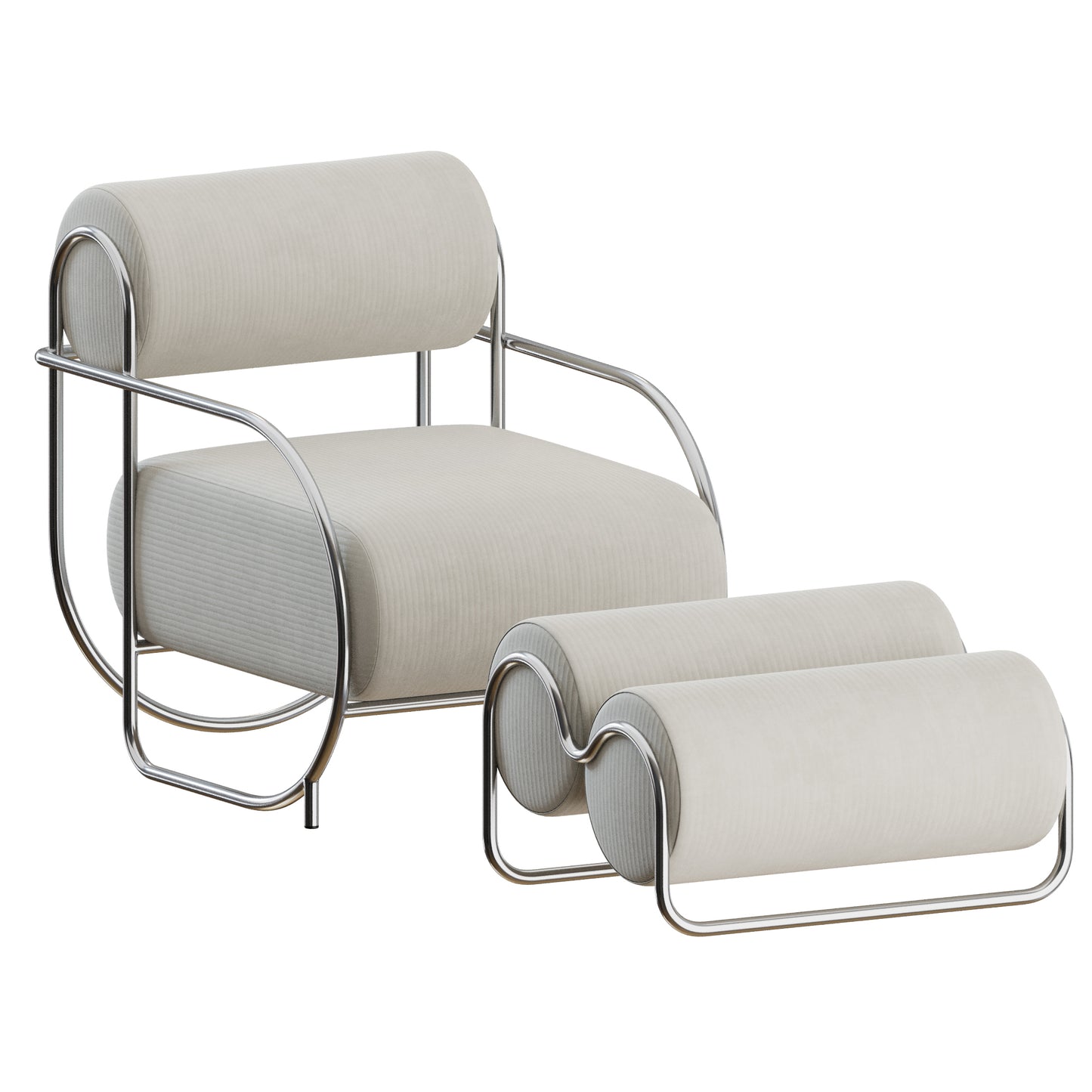 Chromeo Armchair Ottoman by Ellison Studios 3D Model