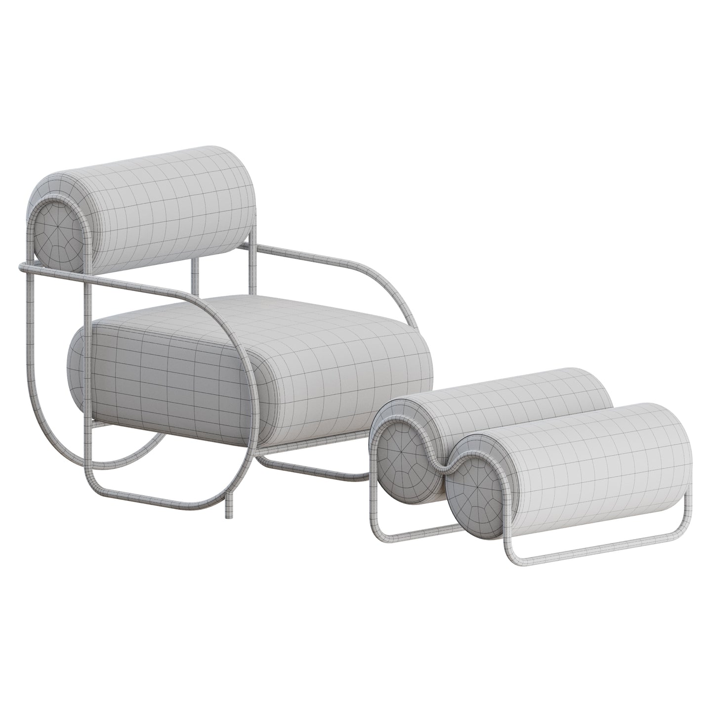 Chromeo Armchair Ottoman by Ellison Studios 3D Model