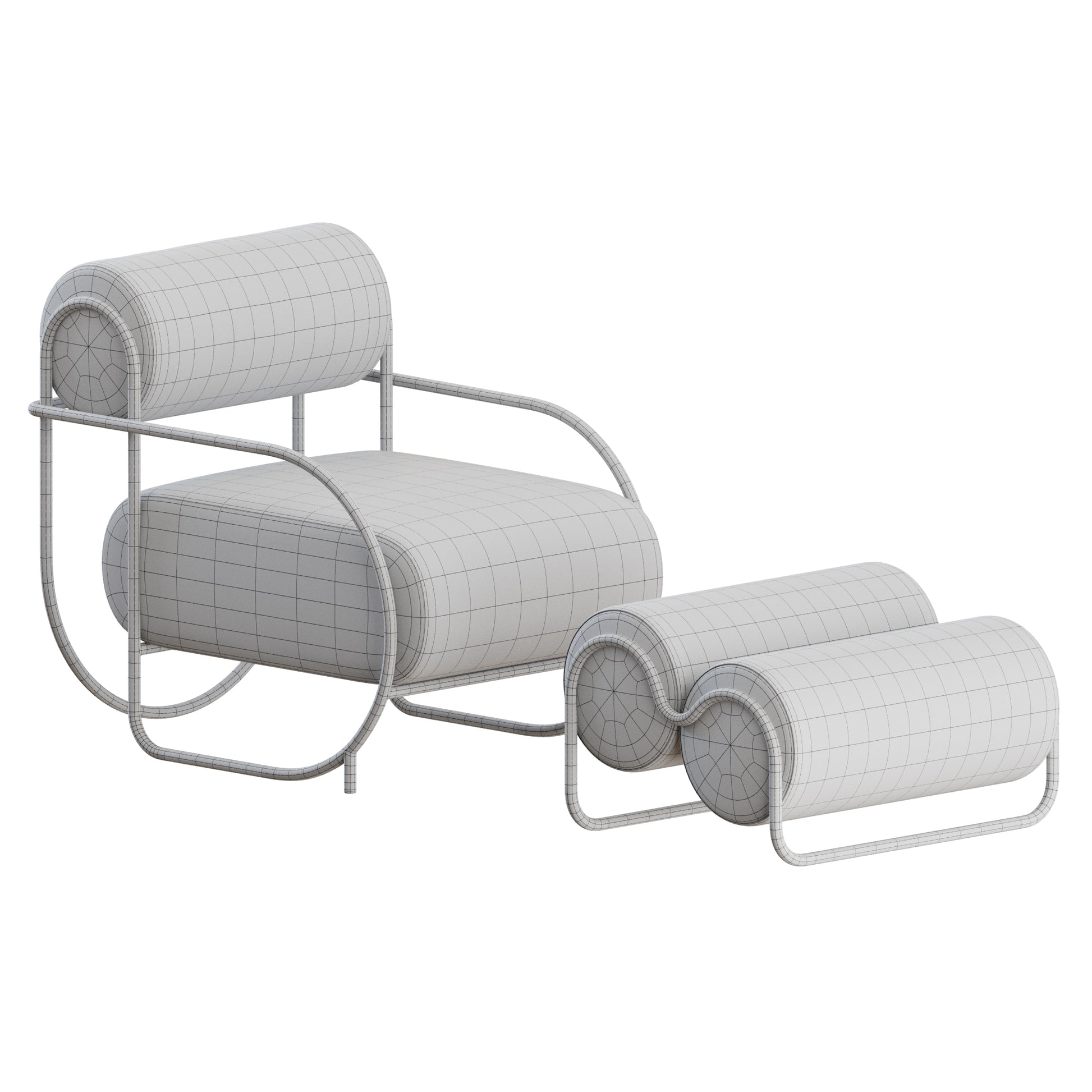 Chromeo Armchair Ottoman by Ellison Studios 3D Model