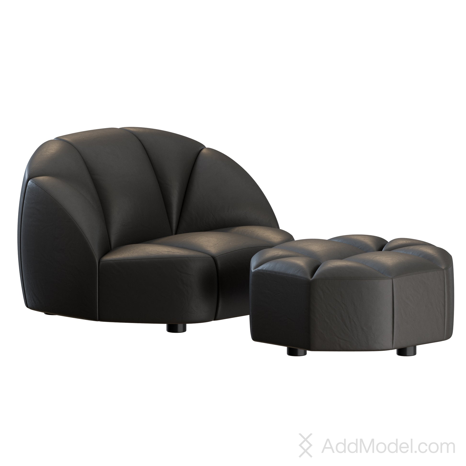 Cloud Armchair and Pouf By Gallotti Radice 3D Model
