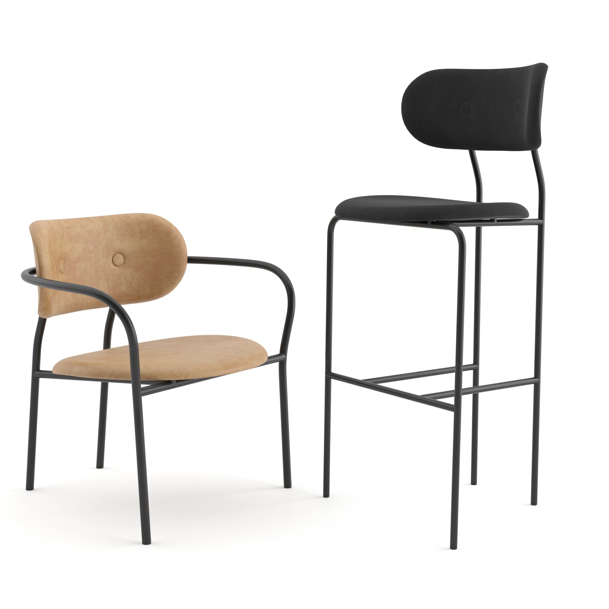 Coco Dining Chair With Armrest + Coco Lounge Chair + Coco Bar Chair By Gubi 3D Model
