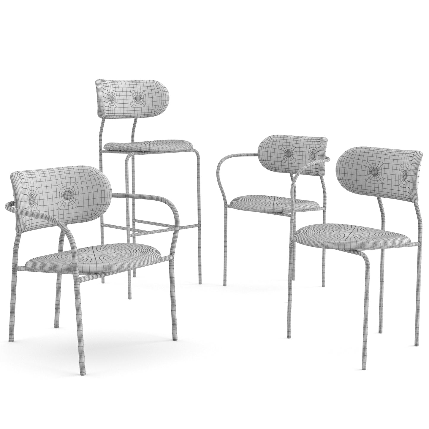 Coco Dining Chair With Armrest + Coco Lounge Chair + Coco Bar Chair By Gubi 3D Model