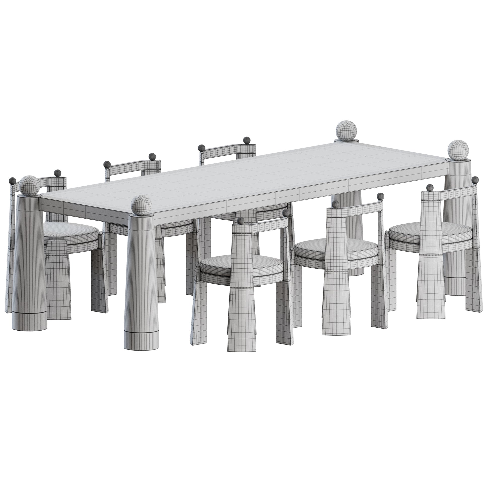 Collection 1976 Dining Set by Nouveau Standard 3D Model