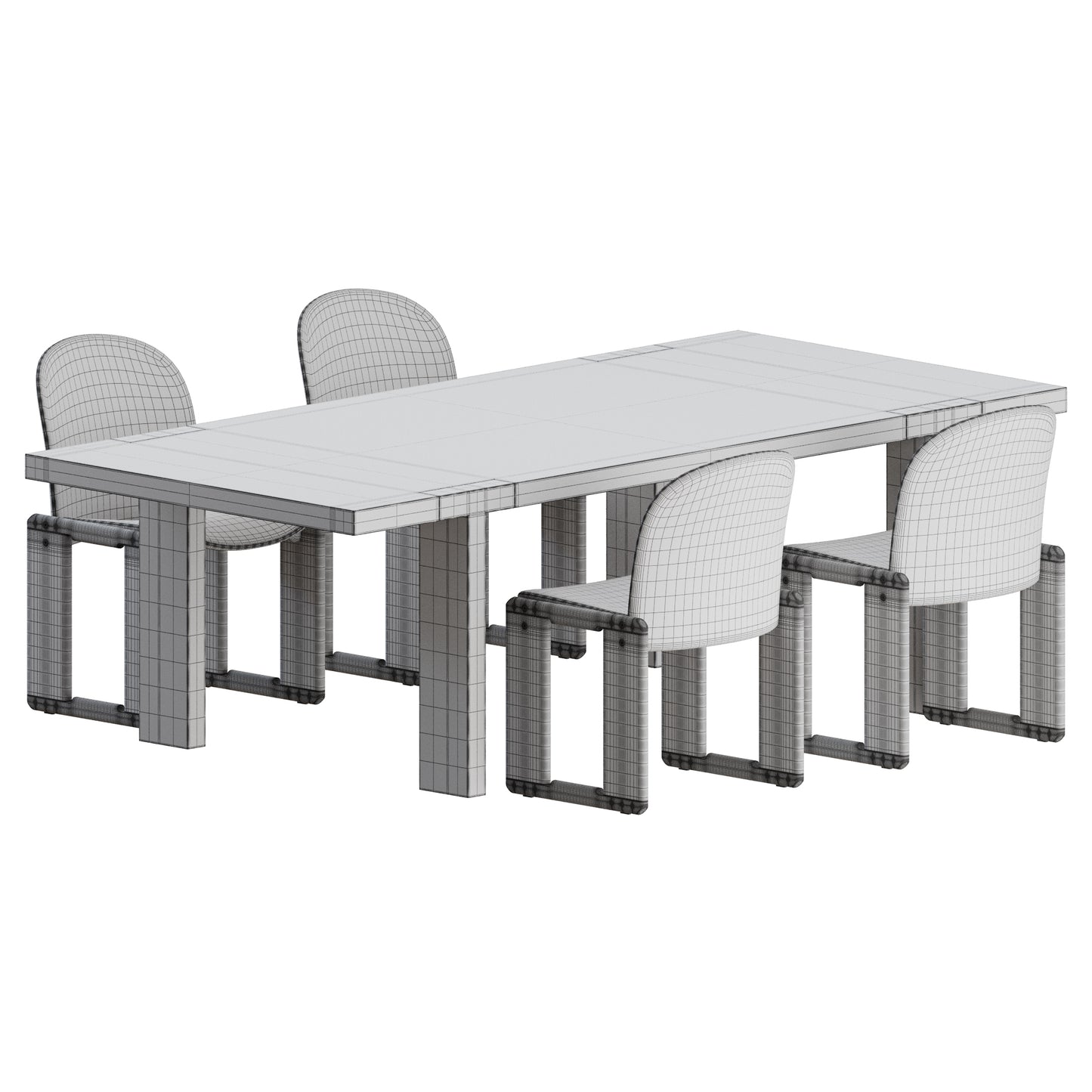 Dialogo Chair T Table by Tobia Scarpa 3D Model