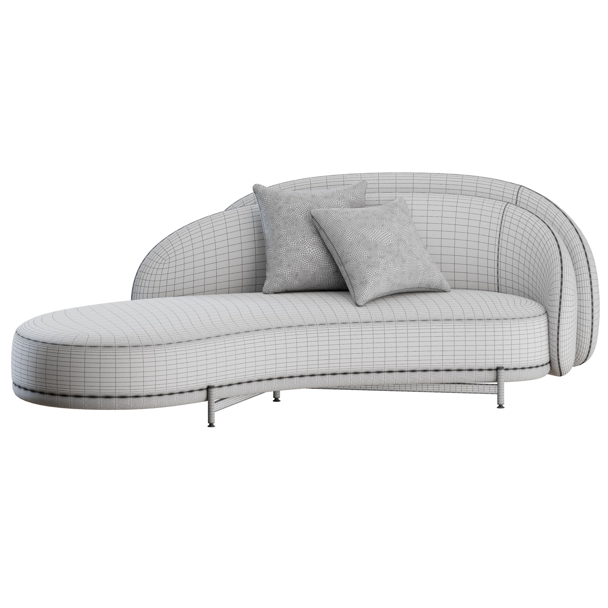 Layered Back Curved Sofa by Good Colony 3D Model