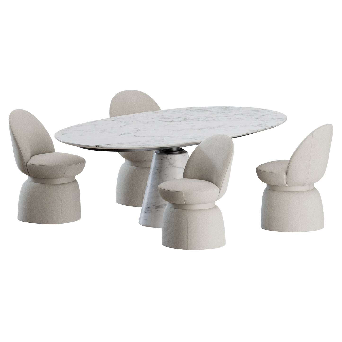Lepli Chair Mesa Table by Poltrona Frau 3D Model