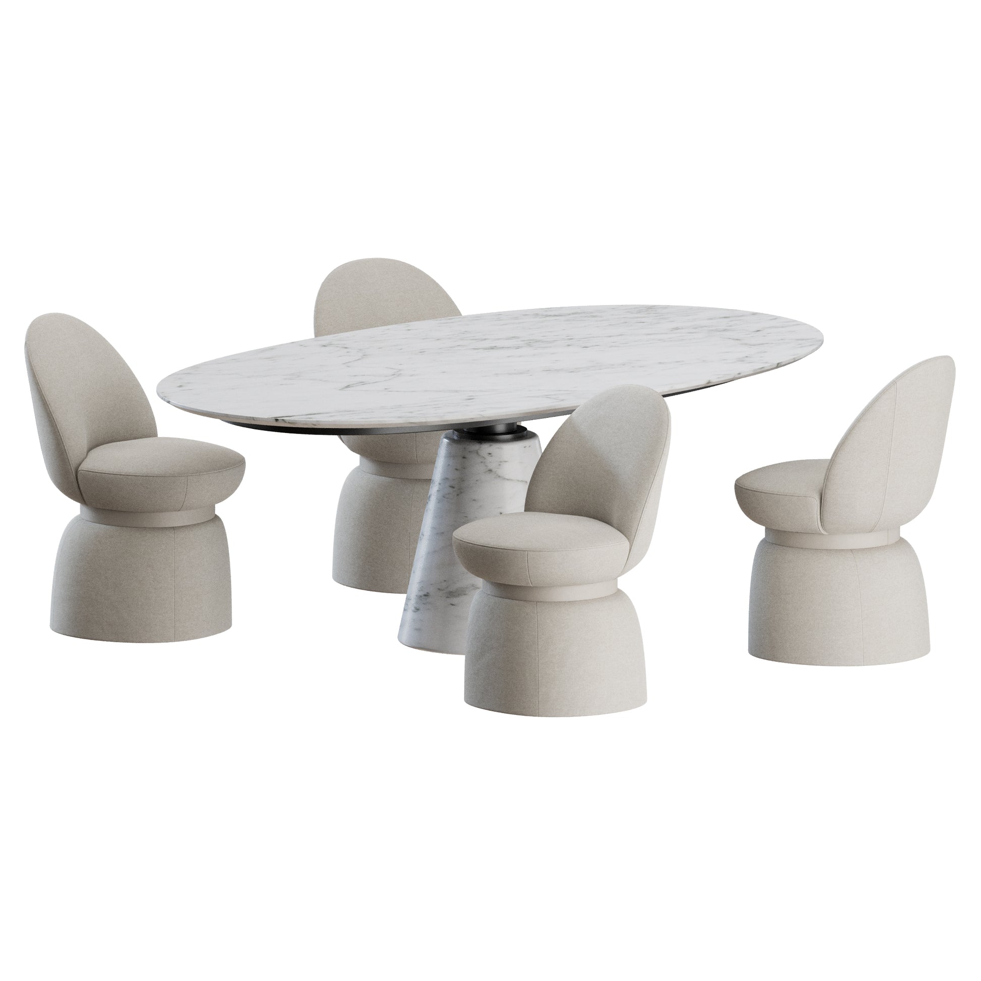 Lepli Chair Mesa Table by Poltrona Frau 3D Model